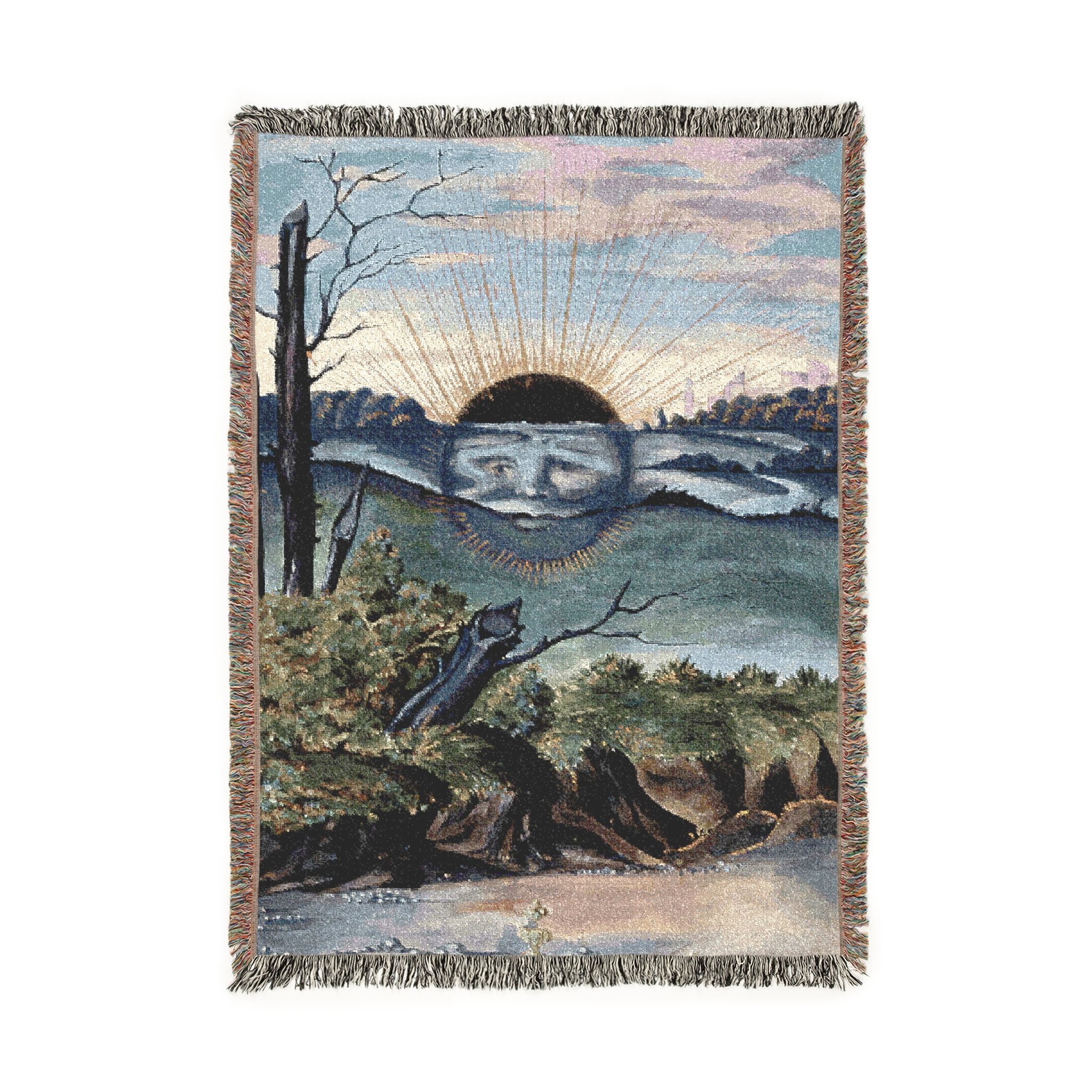 not your usual sunrise woven tapestry blanket