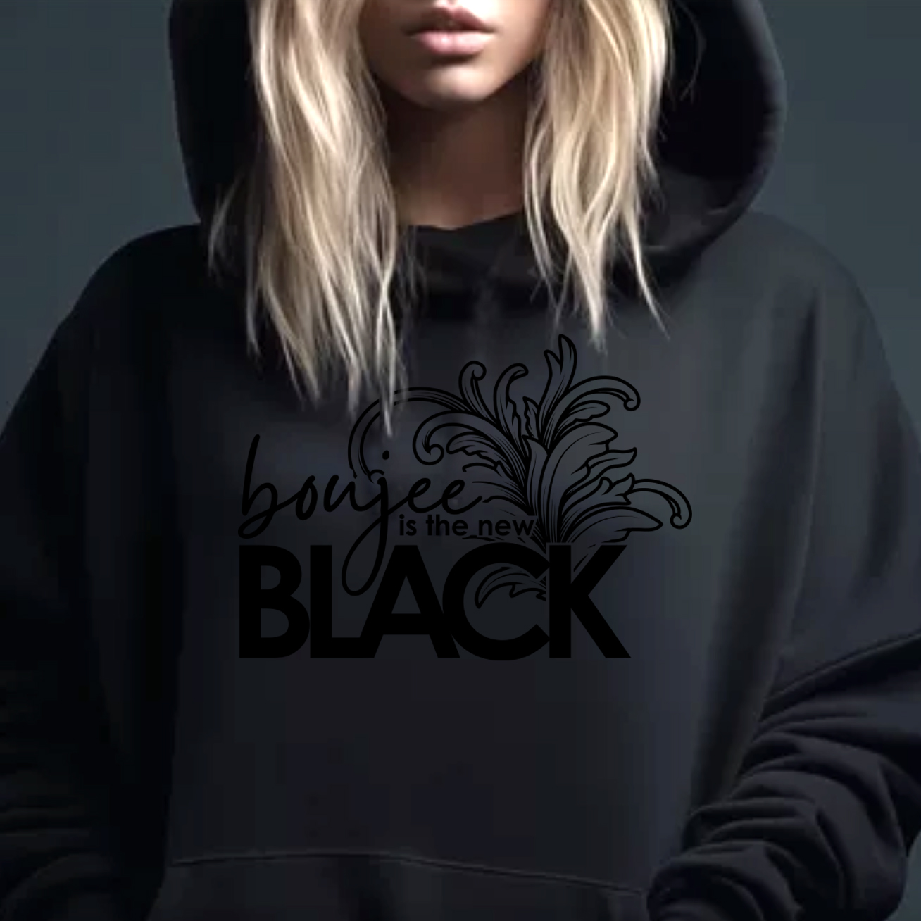 🖤 Boujee Noir – Black on Black Hoodie product thumbnail image