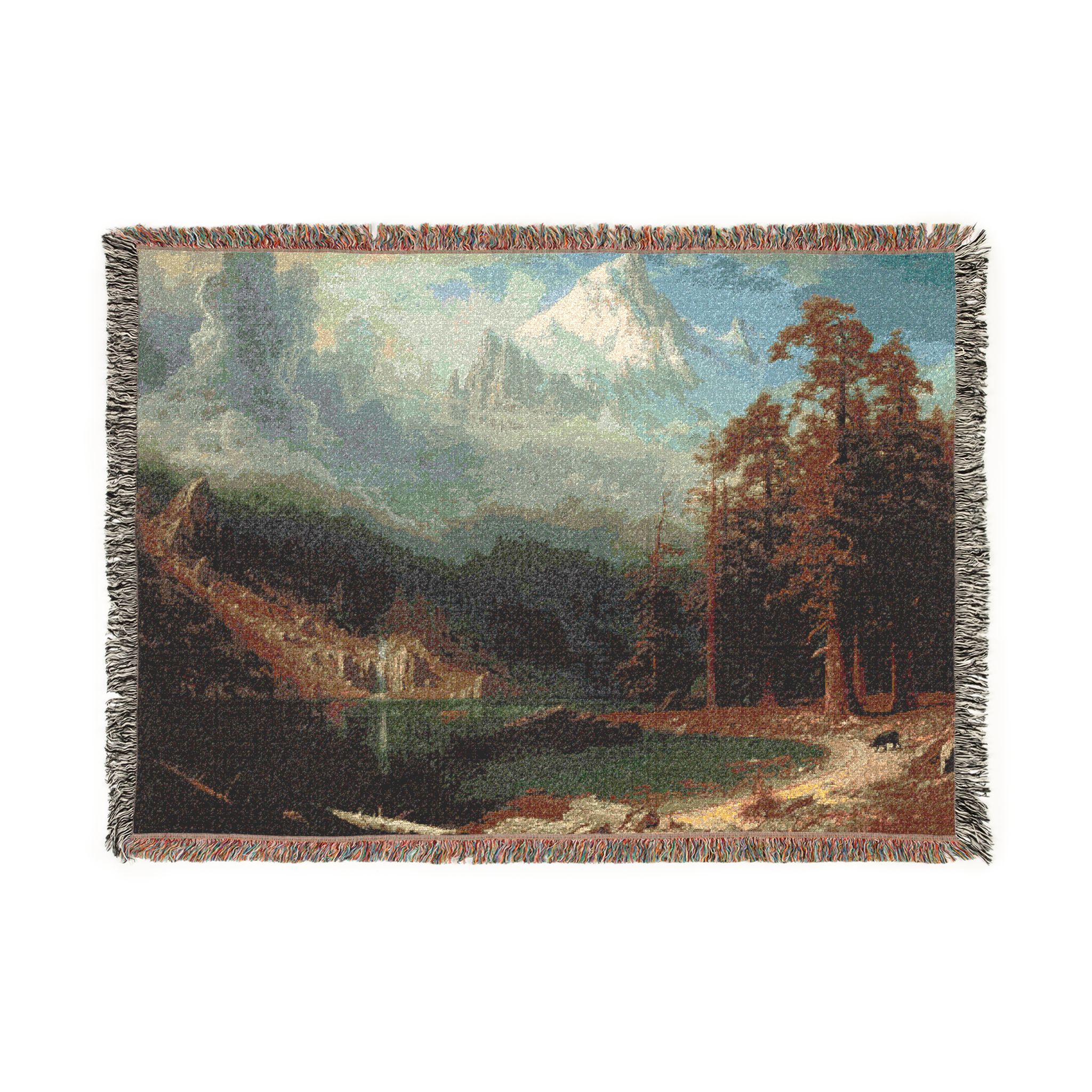 mountain base clearing woven tapestry blanket product thumbnail image