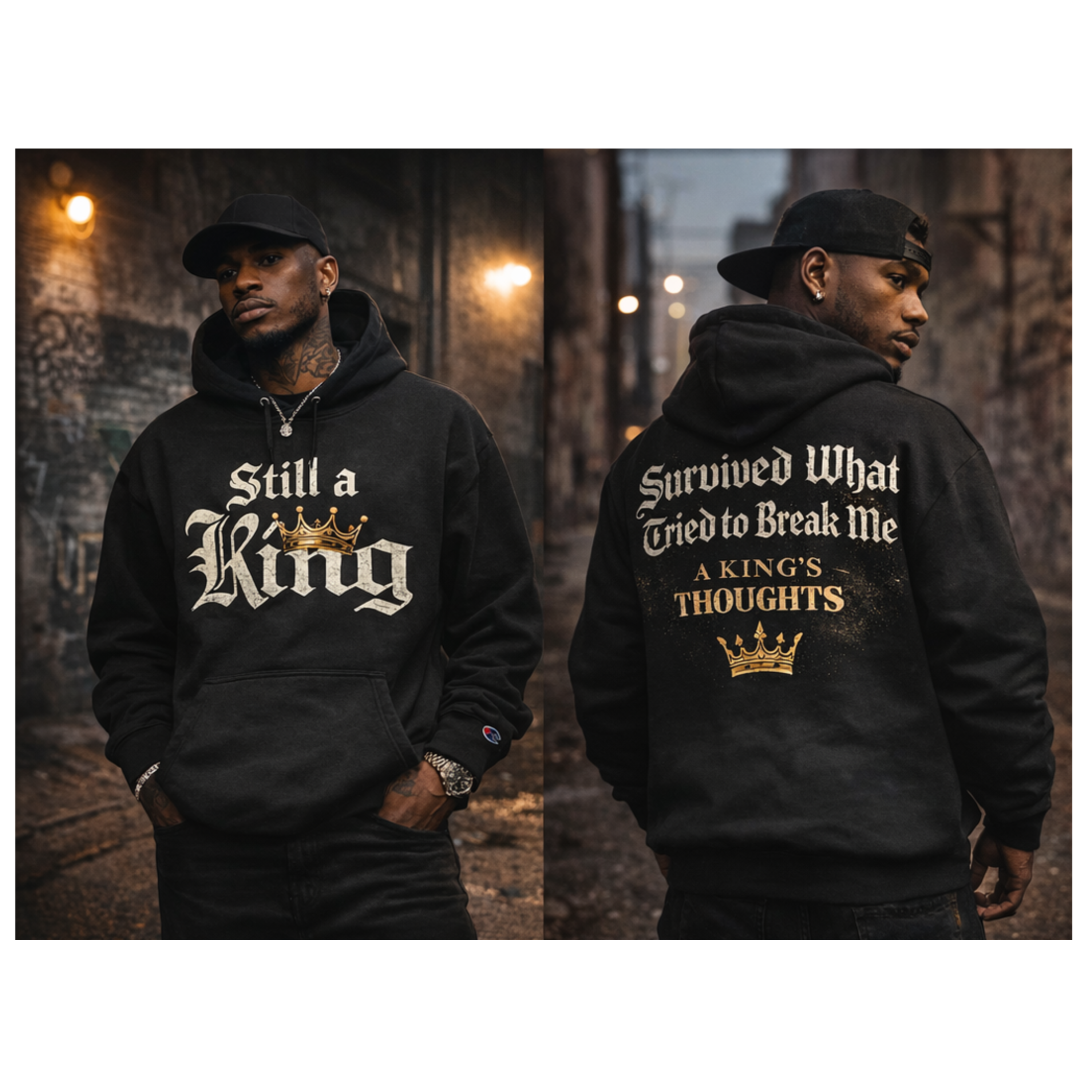Still a King Hoodie — "Survived What Tried to Break Me" Motivational Crown Sweatshirt product thumbnail image Still a King Hoodie — "Survived What Tried to Break Me" Motivational Crown Sweatshirt product thumbnail image