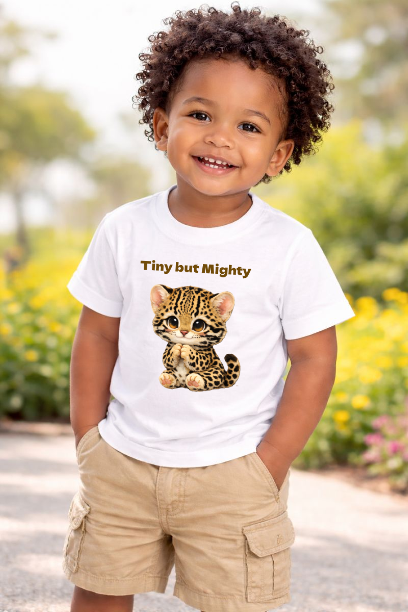 Tiny but Mighty Toddler Tee — Cute Leopard Cub Short Sleeve Shirt product thumbnail image Tiny but Mighty Toddler Tee — Cute Leopard Cub Short Sleeve Shirt product thumbnail image