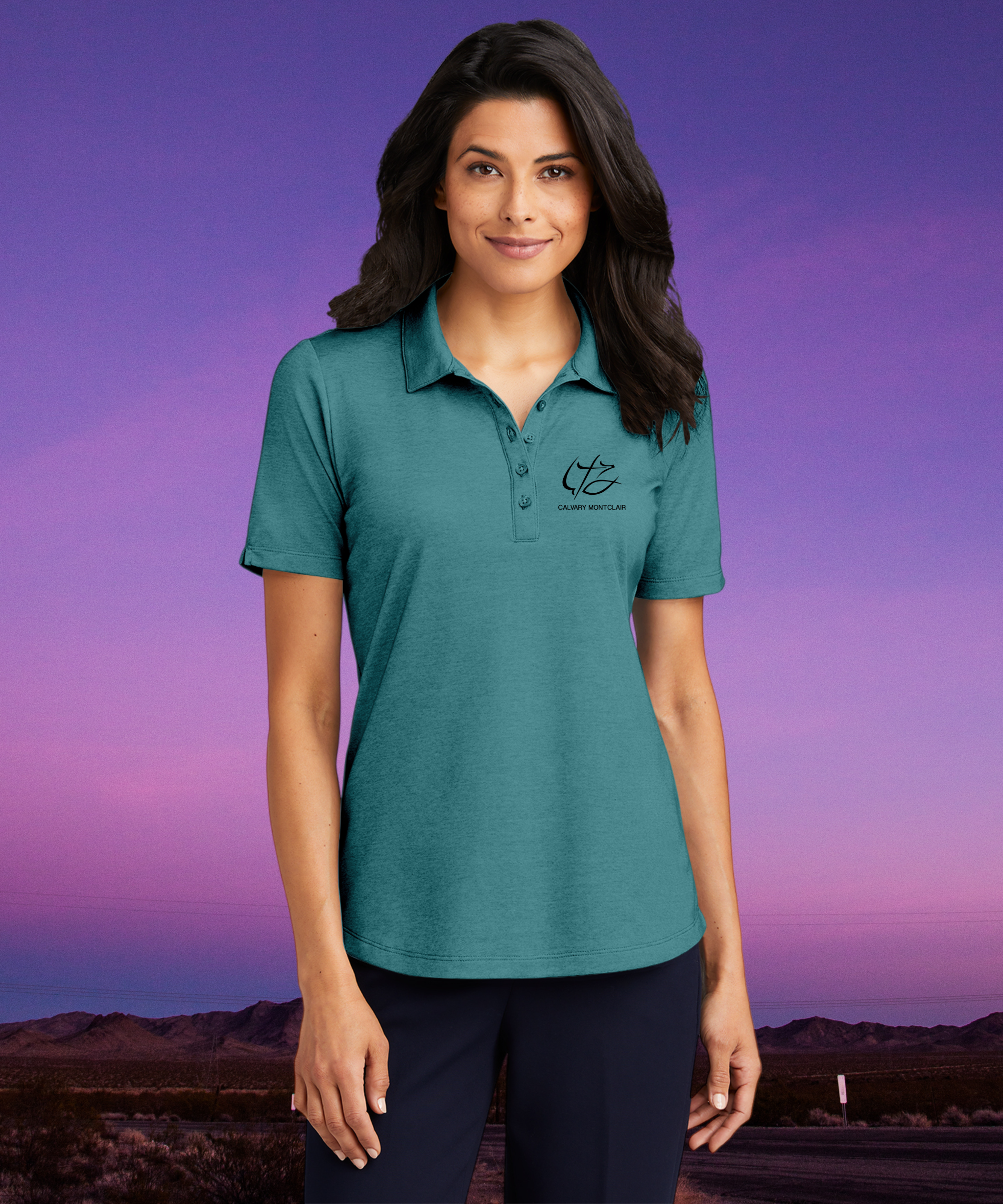 Ladies Polo Shirt — Black CM Logo