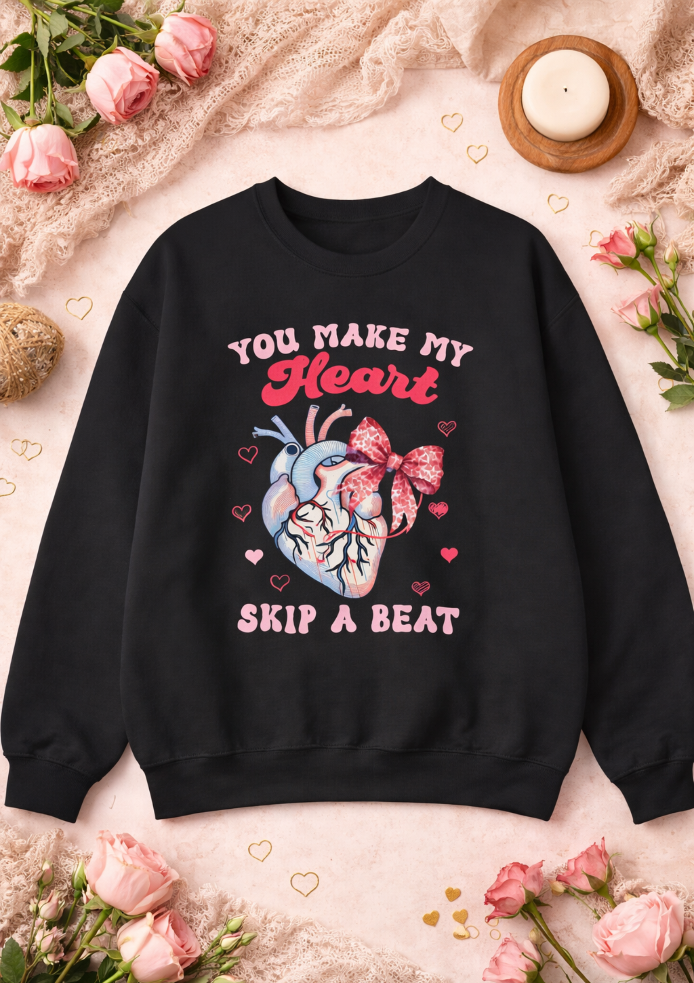 Heart Anatomy Sweatshirt — "You Make My Heart Skip a Beat" Valentine Pullover product thumbnail image