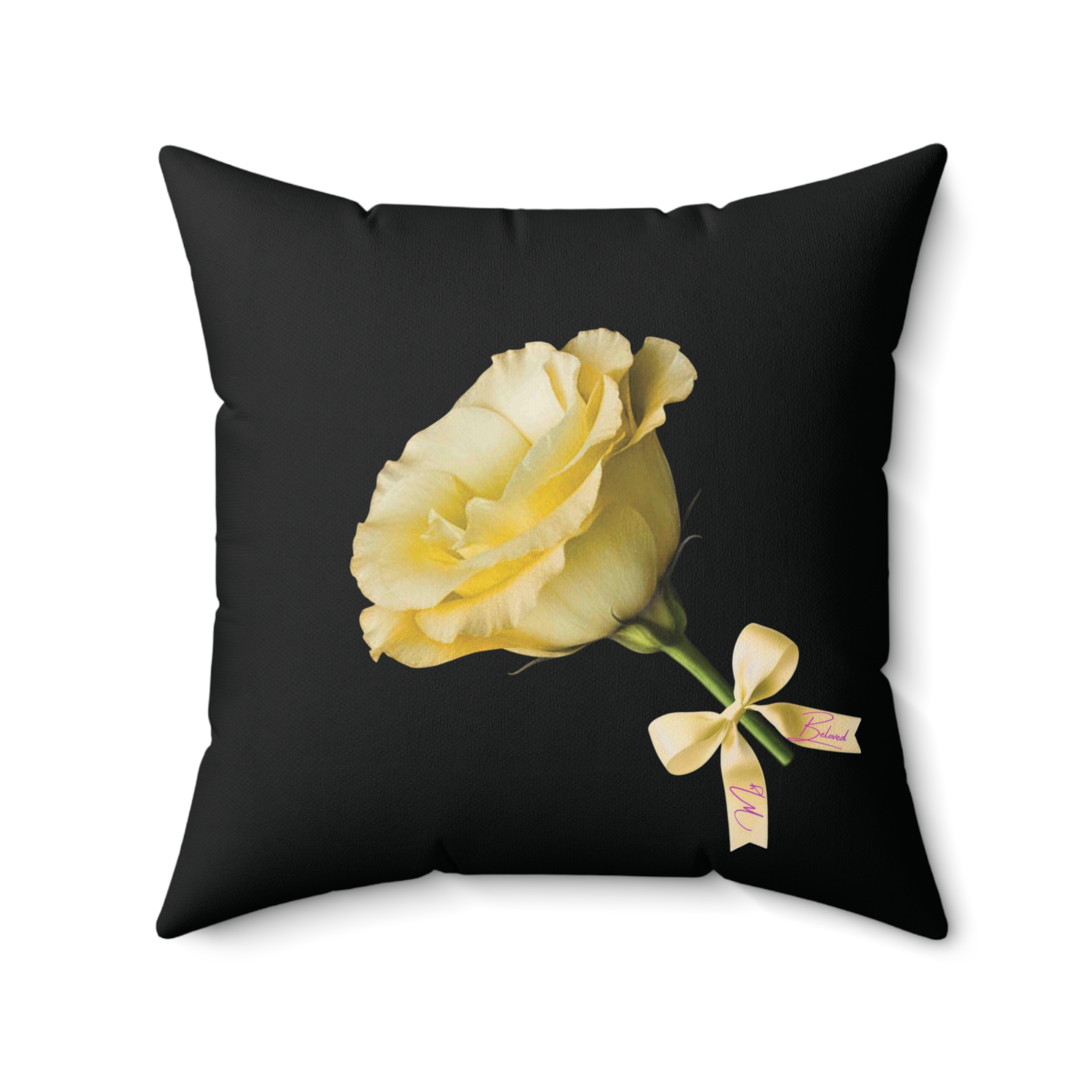 Yellow Rose Illustration Pillow | Floral Accent, Black Background product thumbnail image Yellow Rose Illustration Pillow | Floral Accent, Black Background product thumbnail image