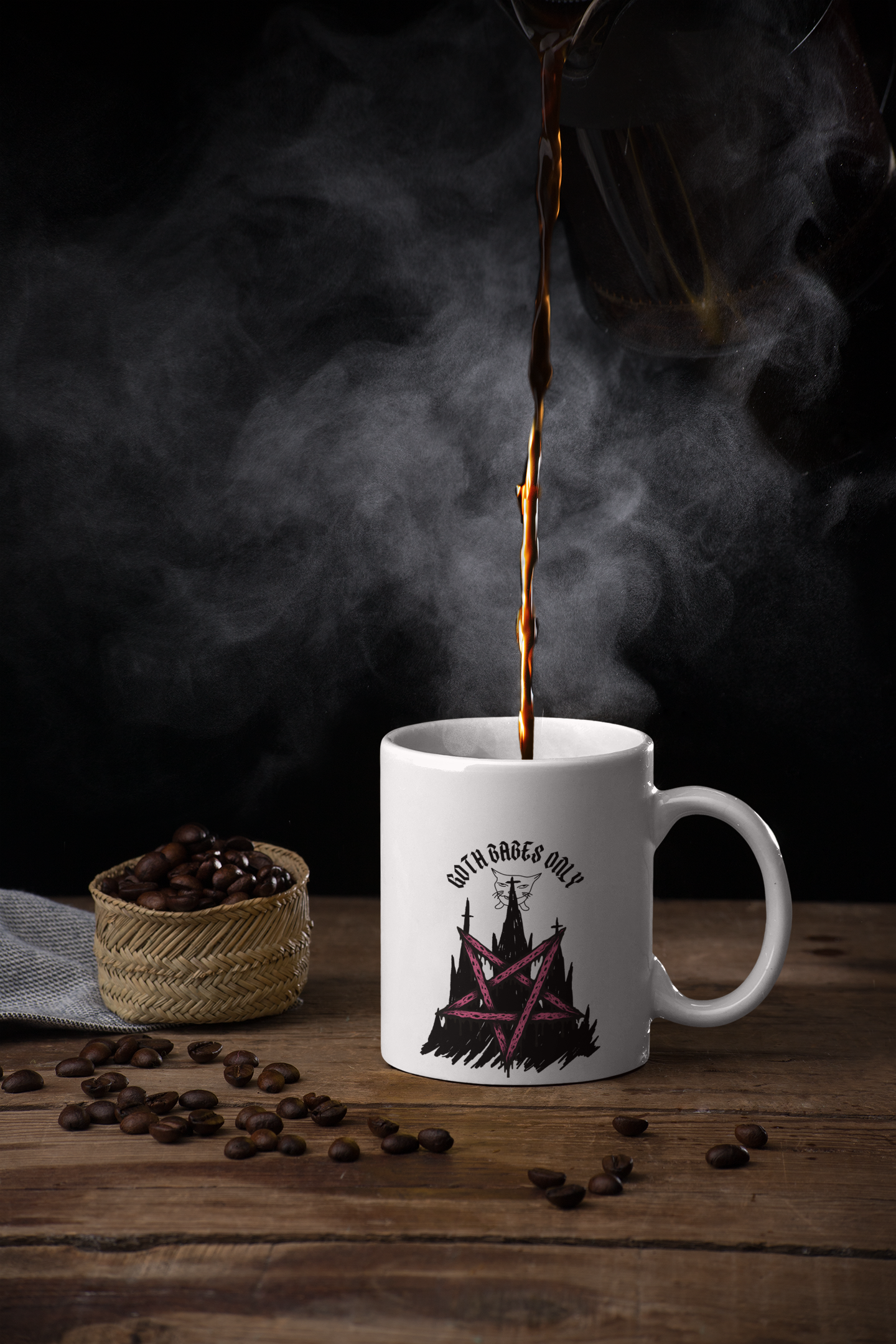 'Goth babes Only' Witch Ceramic Mug — Cute Gothic Valentines Coffee Cup (11oz &amp; 15oz) product thumbnail image