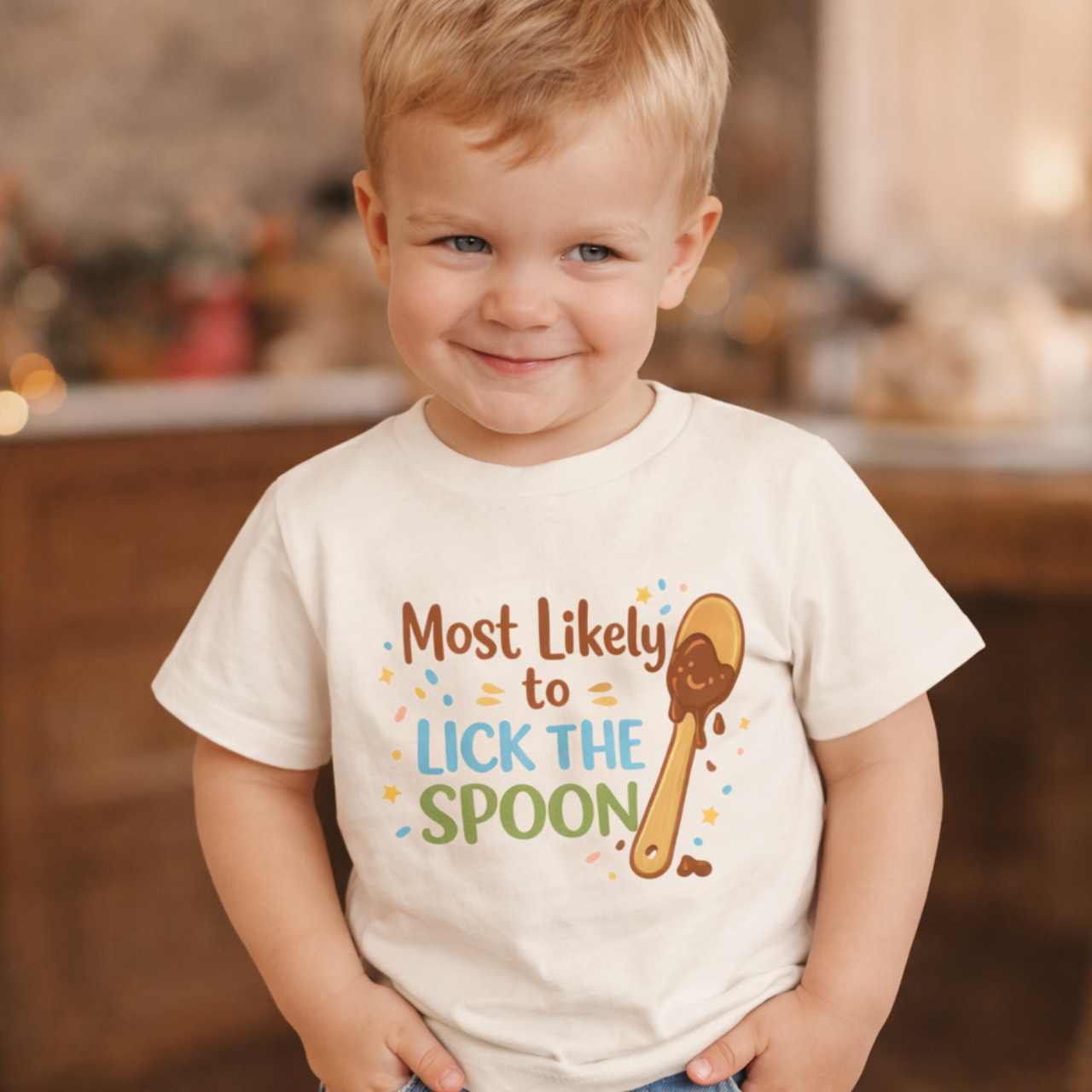 Most Likely to Lick the Spoon Toddler Tee product thumbnail image Most Likely to Lick the Spoon Toddler Tee product thumbnail image