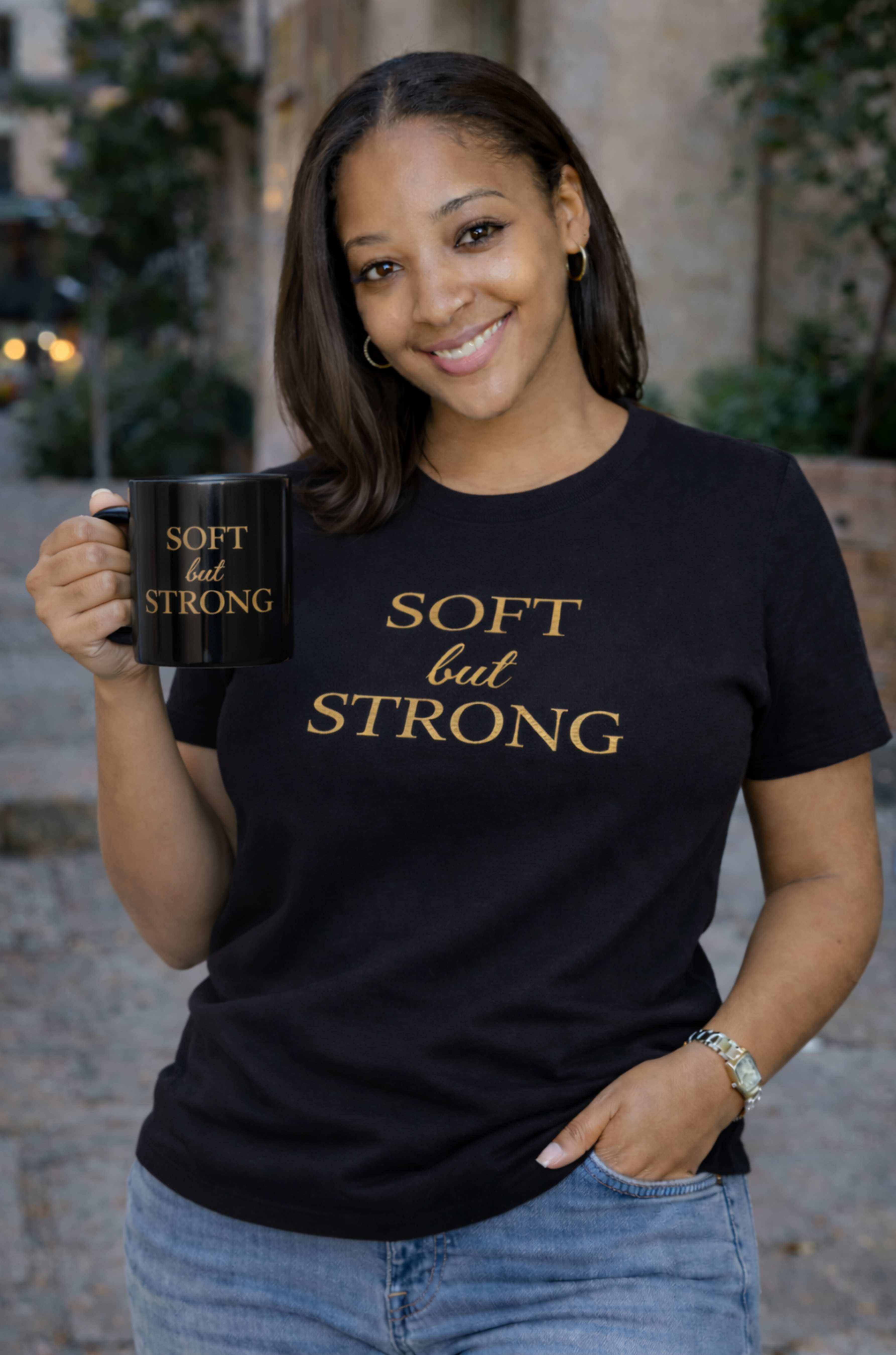 Soft but Strong Ceramic Mug | Minimal Affirmation Coffee Mug | Daily Reminder Cup product thumbnail image Soft but Strong Ceramic Mug | Minimal Affirmation Coffee Mug | Daily Reminder Cup product thumbnail image