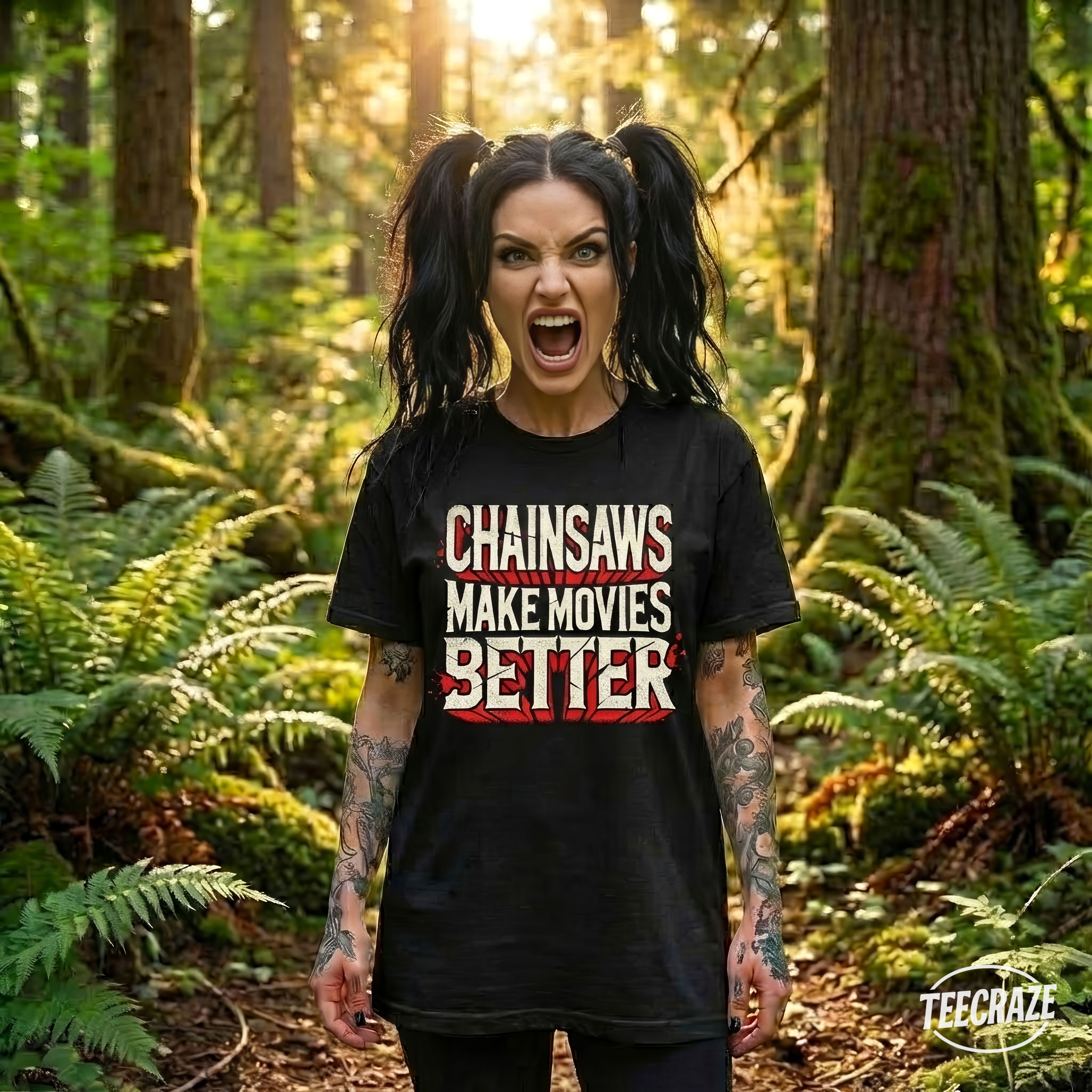 Chainsaws Make Movies Better – Horror Fan Statement Unisex T-Shirt product thumbnail image Chainsaws Make Movies Better – Horror Fan Statement Unisex T-Shirt product thumbnail image