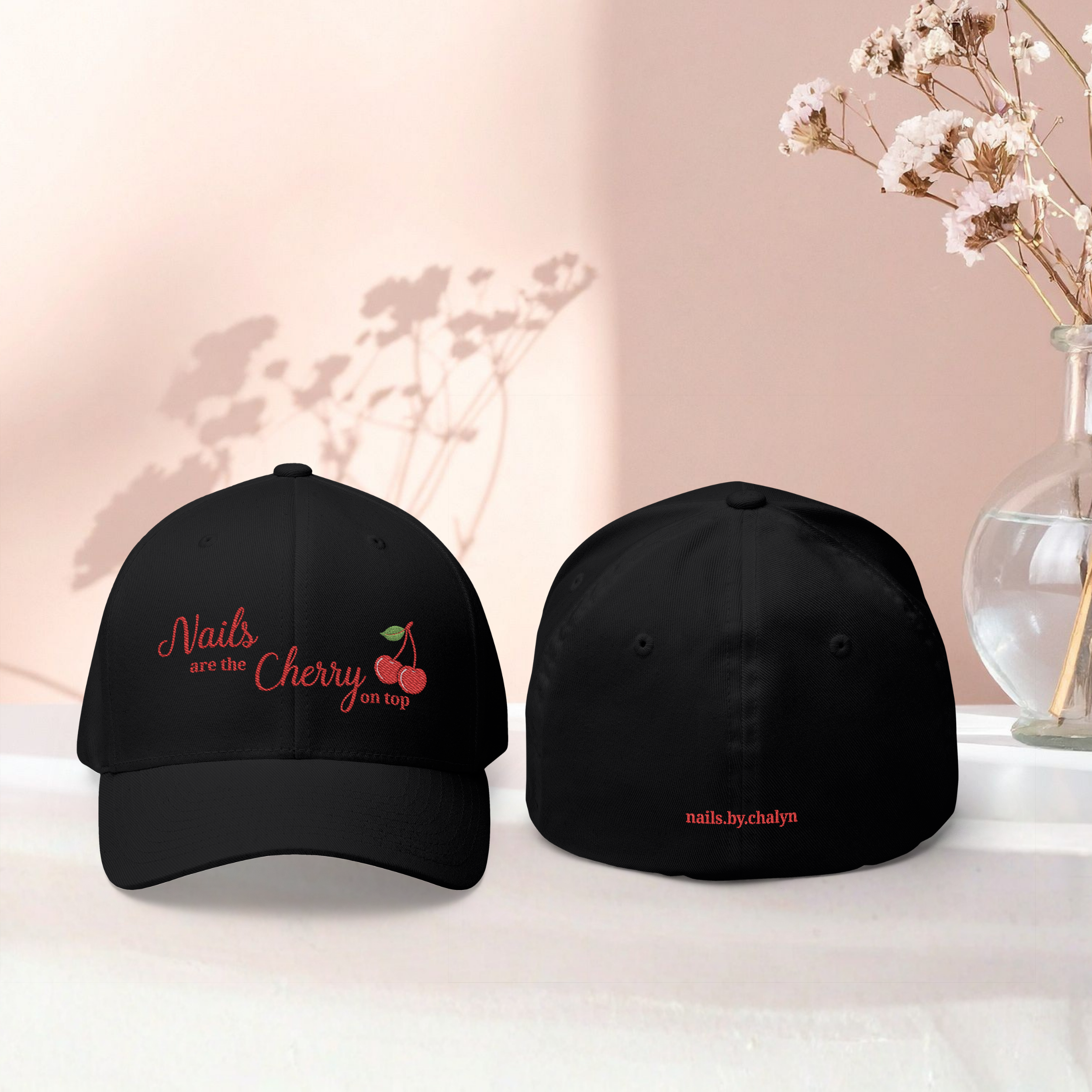 Nails Are the Cherry On Top Embroidered Fitted Hat product thumbnail image