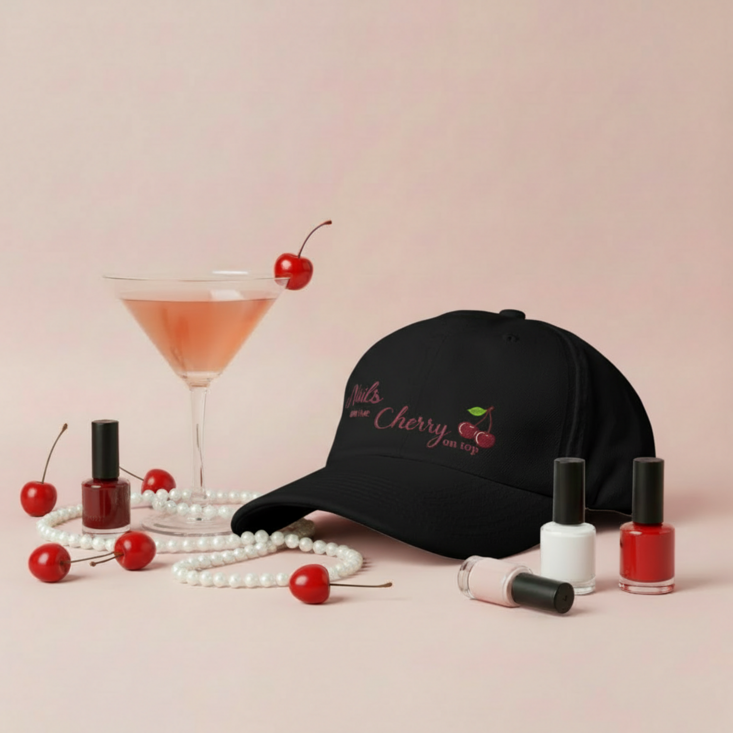 Nails Are the Cherry On Top Embroidered Fitted Hat product thumbnail image Nails Are the Cherry On Top Embroidered Fitted Hat product thumbnail image