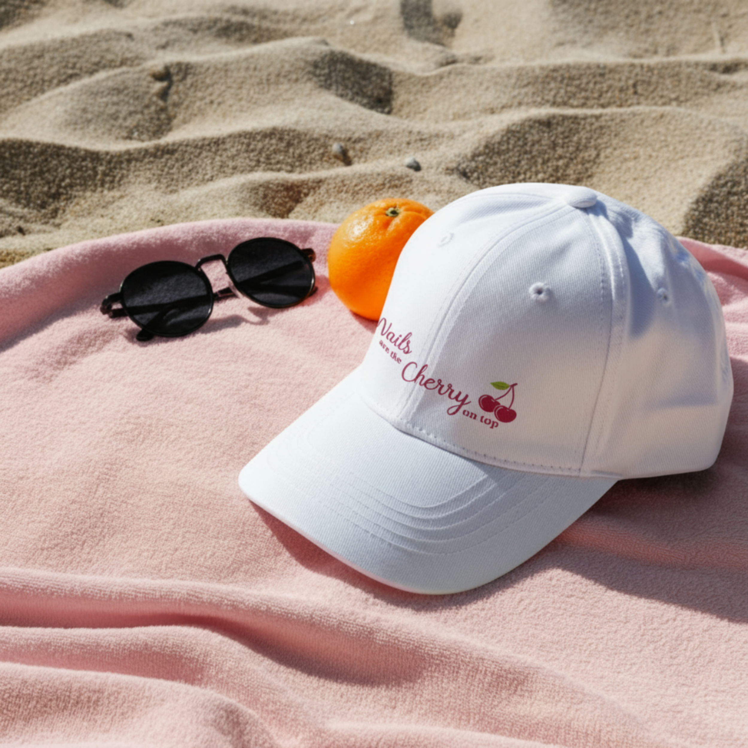 Nails Are the Cherry On Top Embroidered Fitted Hat product thumbnail image