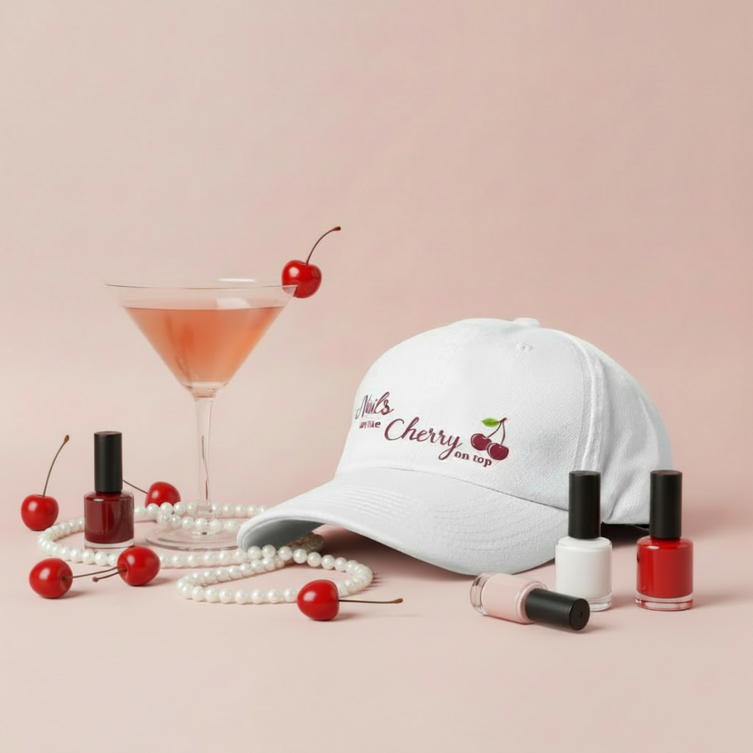 Nails Are the Cherry On Top Embroidered Fitted Hat product thumbnail image Nails Are the Cherry On Top Embroidered Fitted Hat product thumbnail image