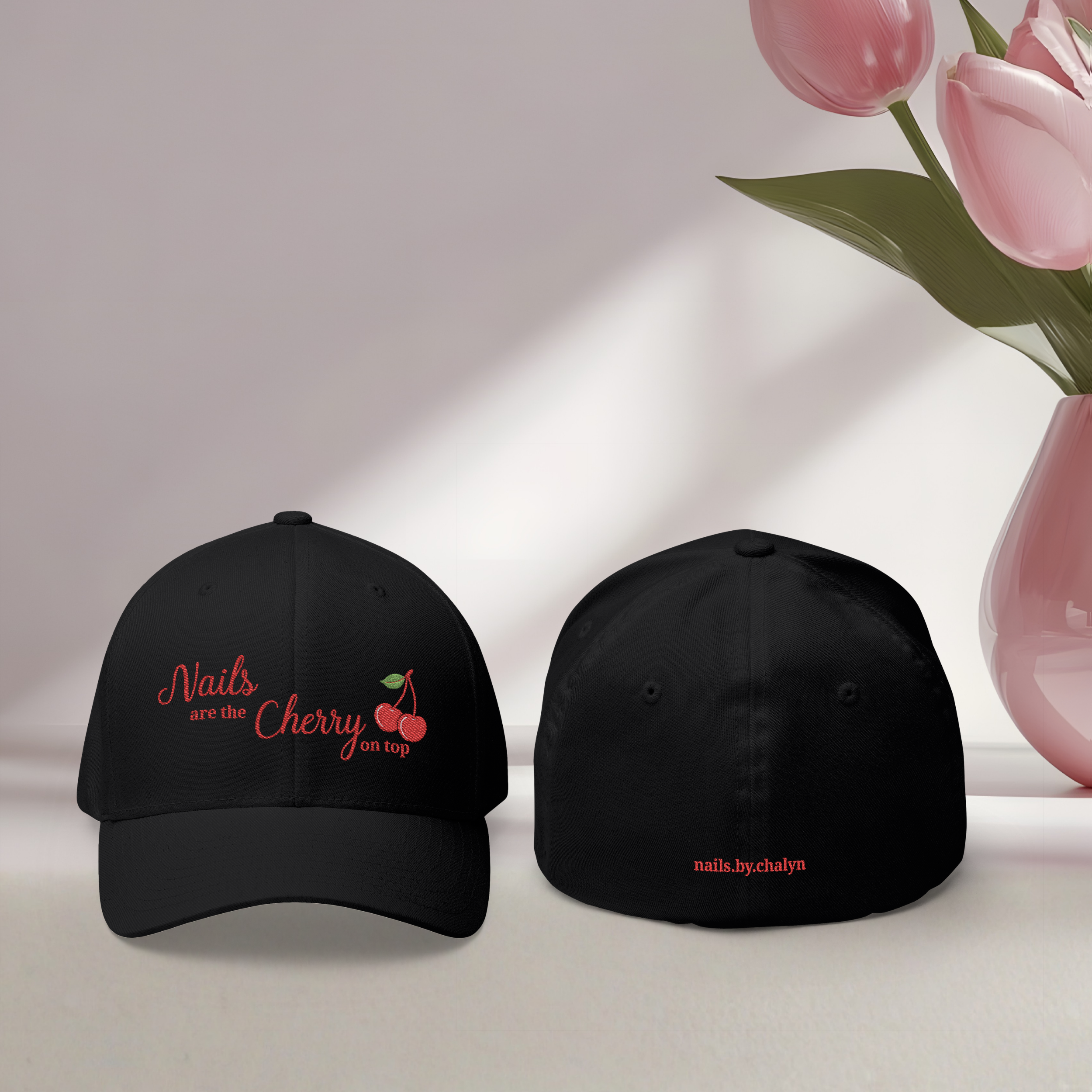 Nails Are the Cherry On Top Embroidered Fitted Hat product thumbnail image