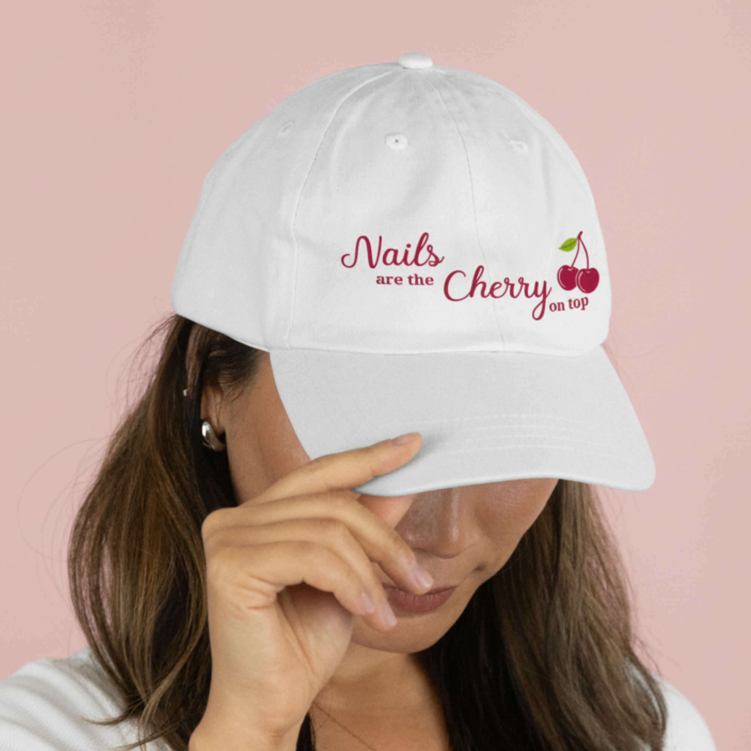 Nails Are the Cherry On Top Embroidered Fitted Hat product thumbnail image