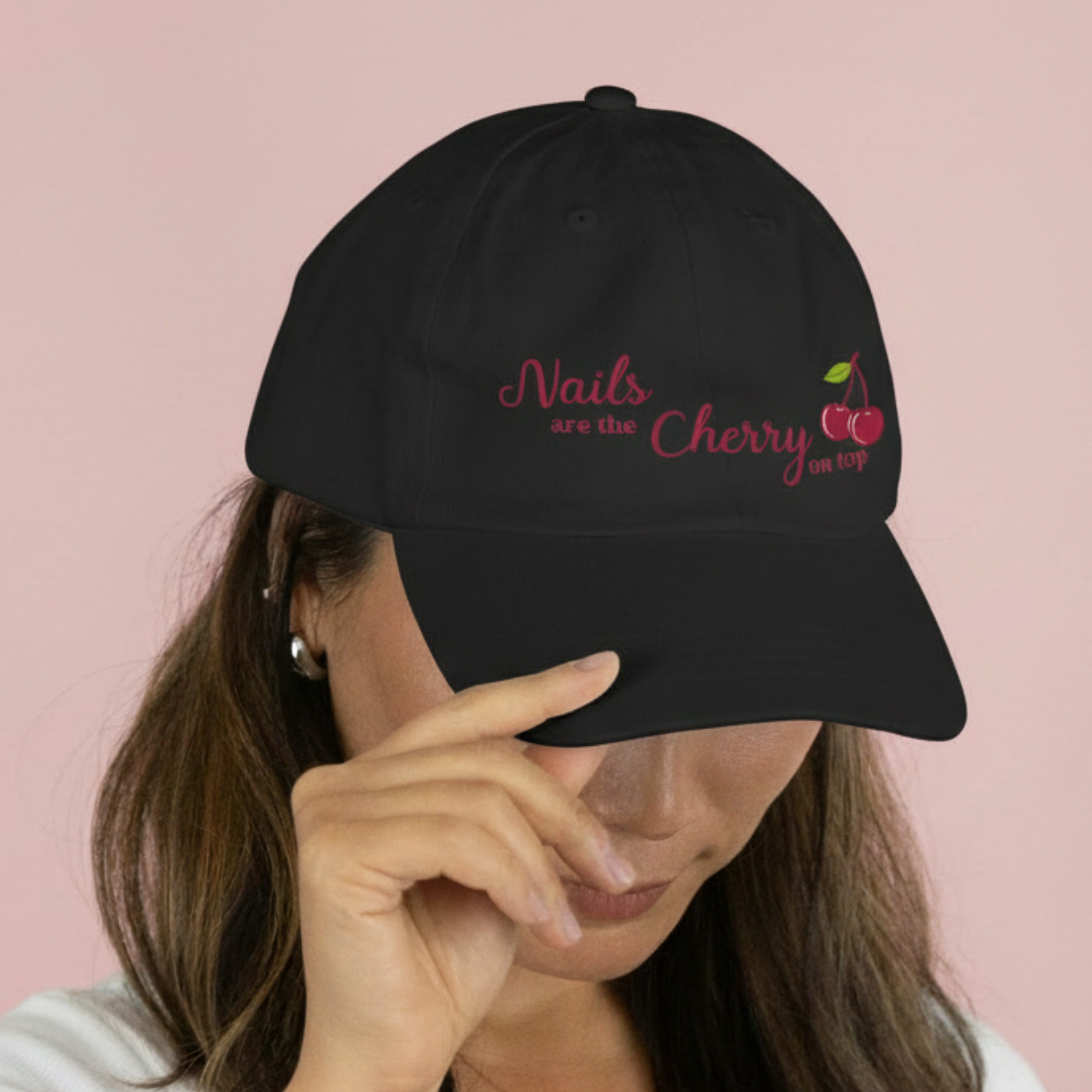 Nails Are the Cherry On Top Embroidered Fitted Hat product thumbnail image Nails Are the Cherry On Top Embroidered Fitted Hat product thumbnail image