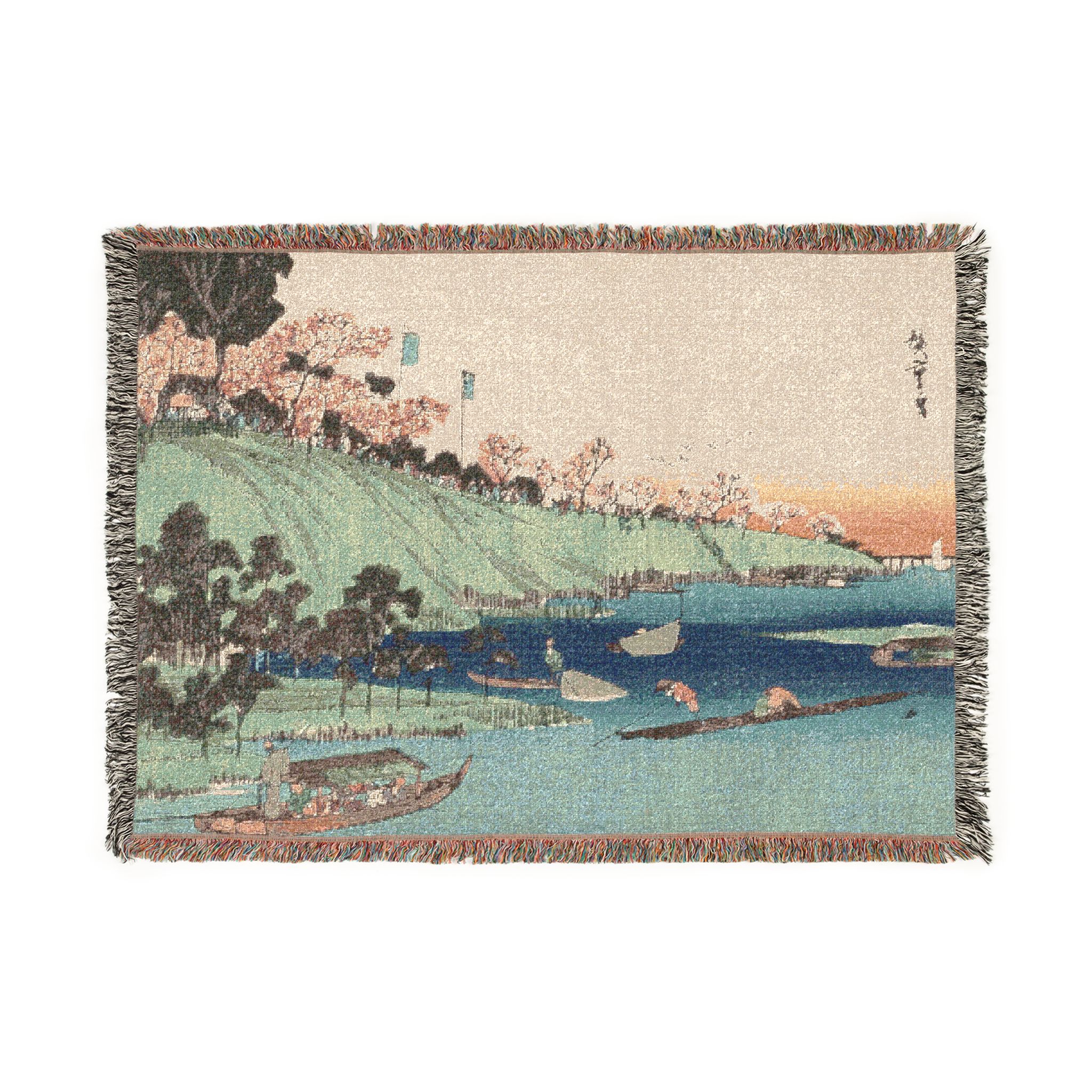 blossoms along the bank woven tapestry blanket product thumbnail image