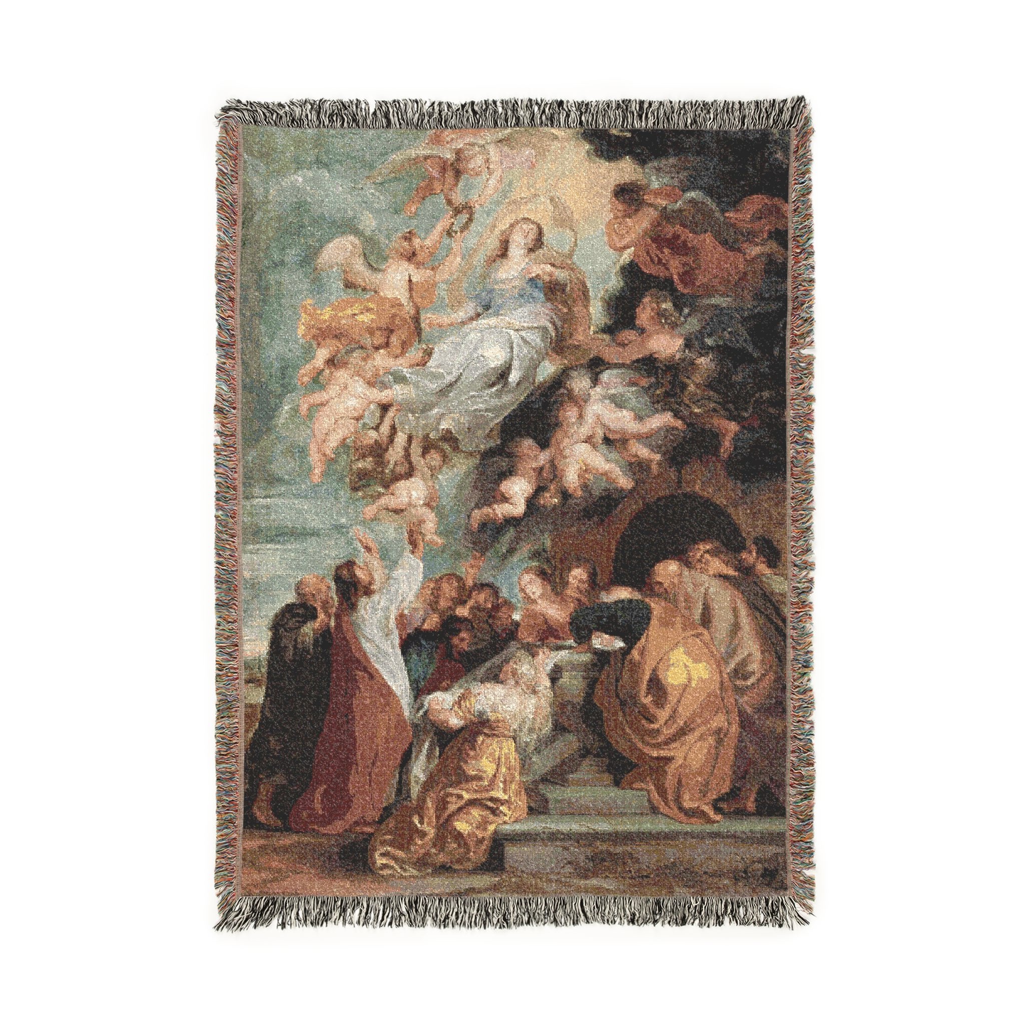 uplifting of a virgin woven tapestry blanket