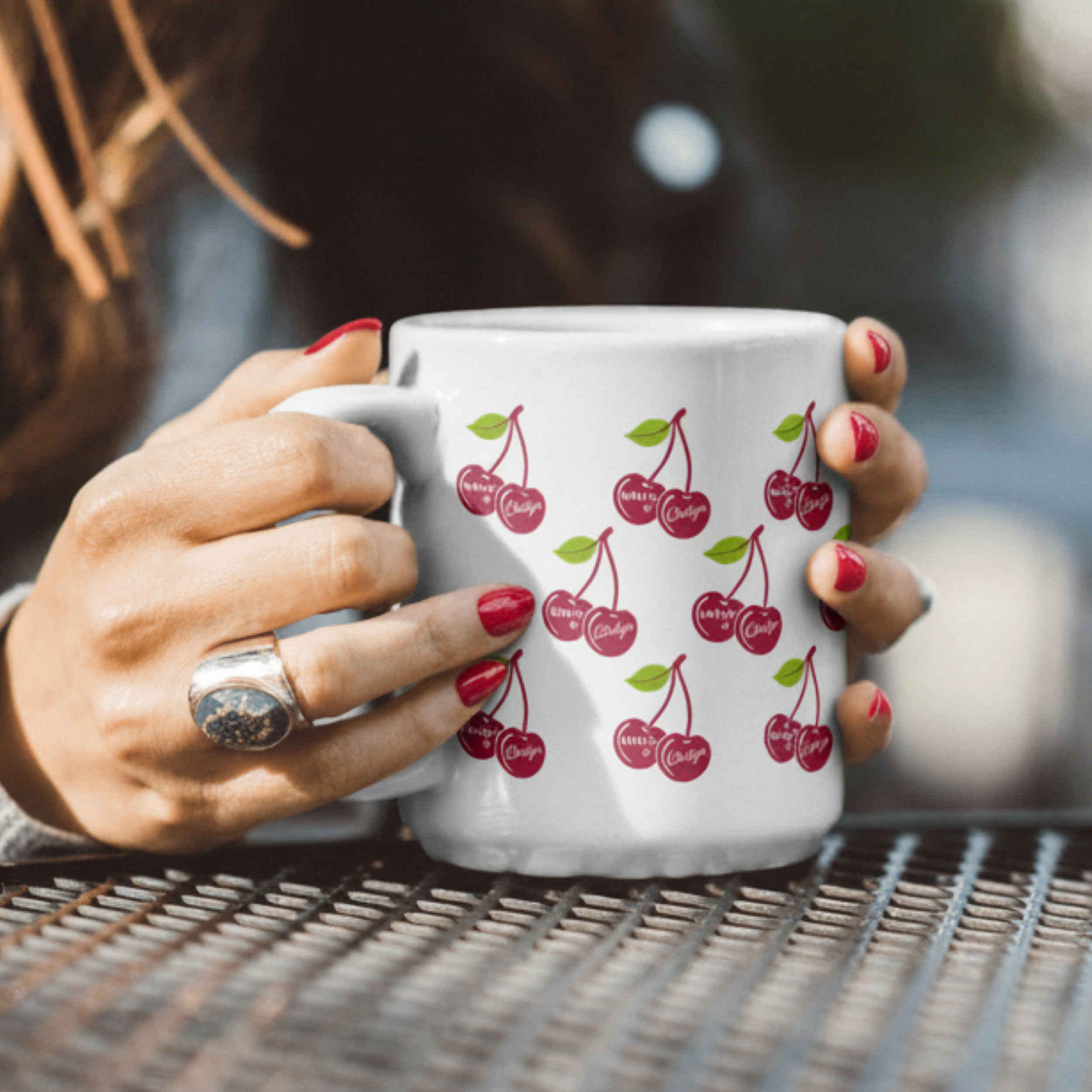 Retro Cherry Logo Ceramic Coffee Cup (11oz) product thumbnail image
