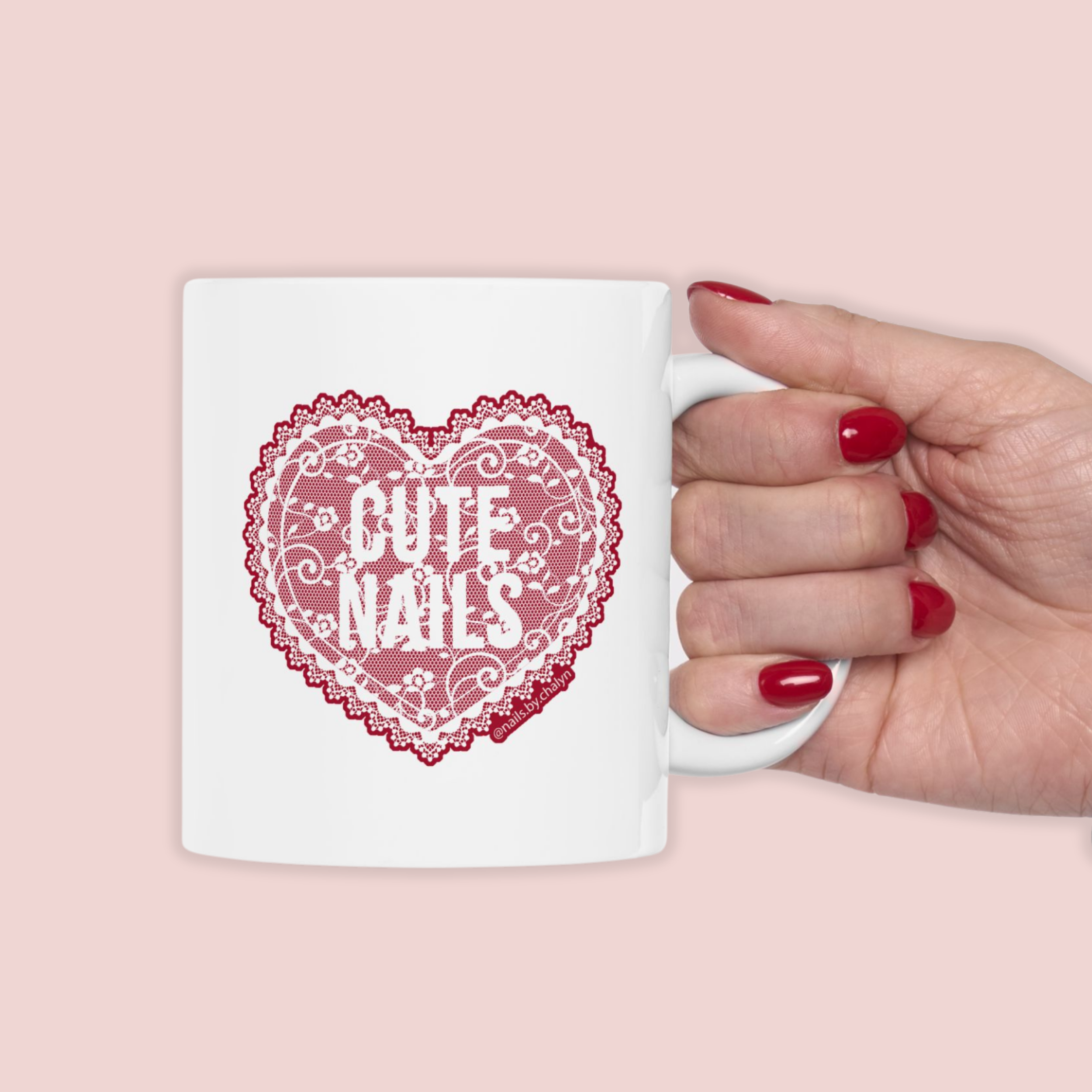 Cute Lace Nails Ceramic Mug — 11oz product thumbnail image