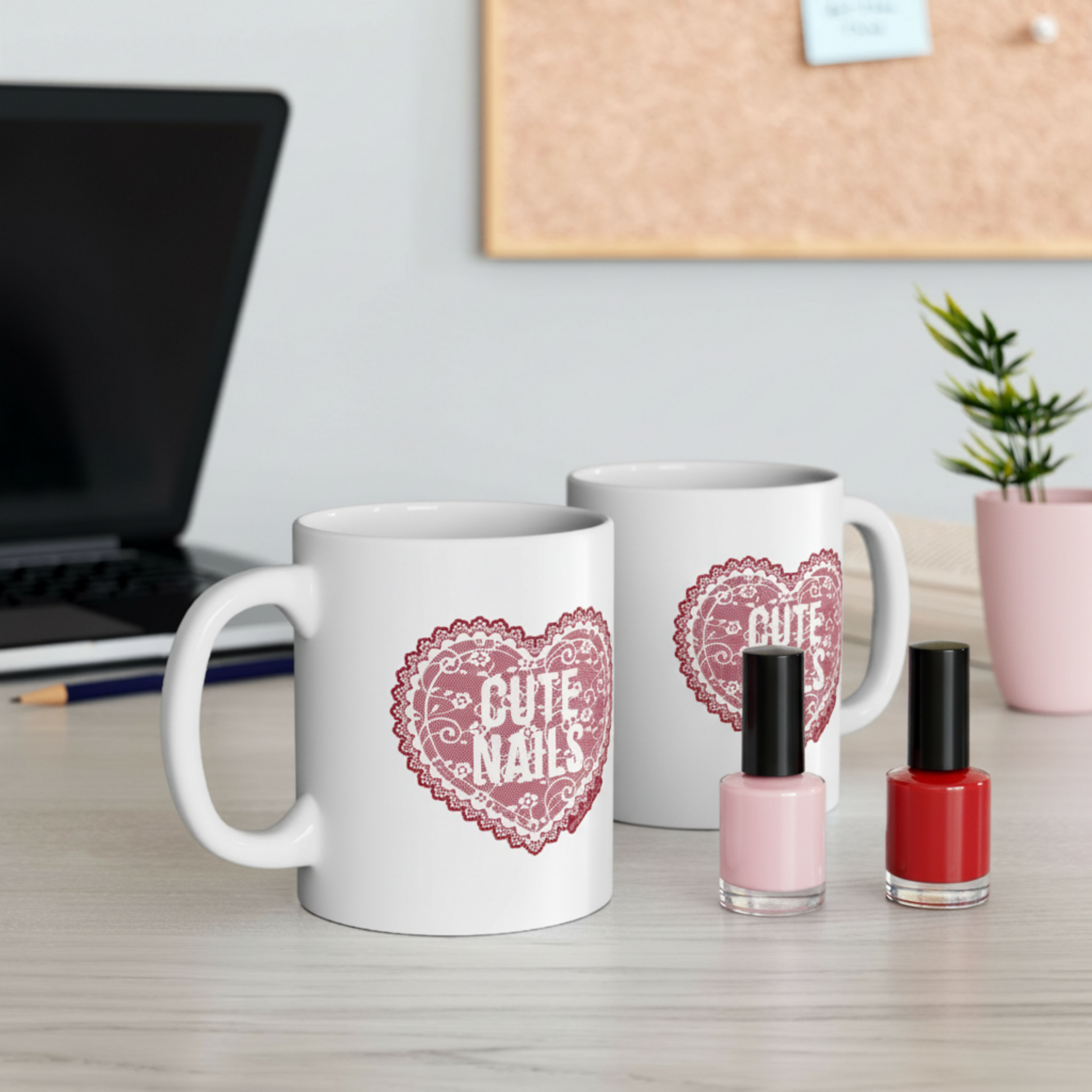 Cute Lace Nails Ceramic Mug — 11oz product thumbnail image Cute Lace Nails Ceramic Mug — 11oz product thumbnail image