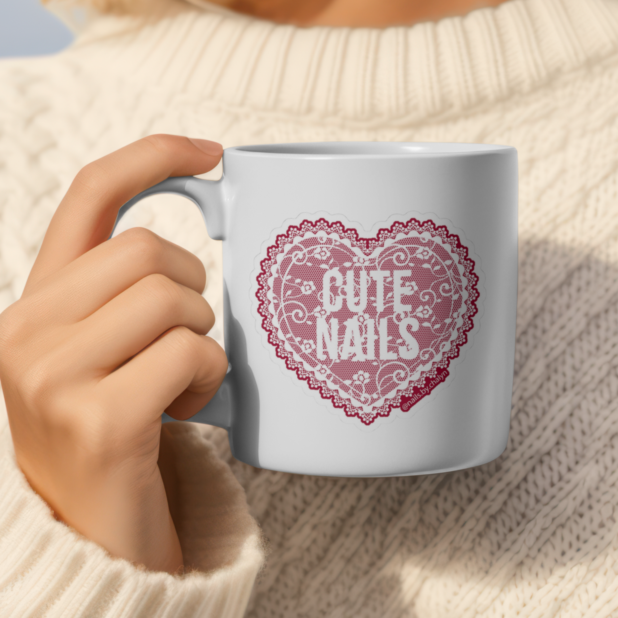 Cute Lace Nails Ceramic Mug — 11oz product thumbnail image
