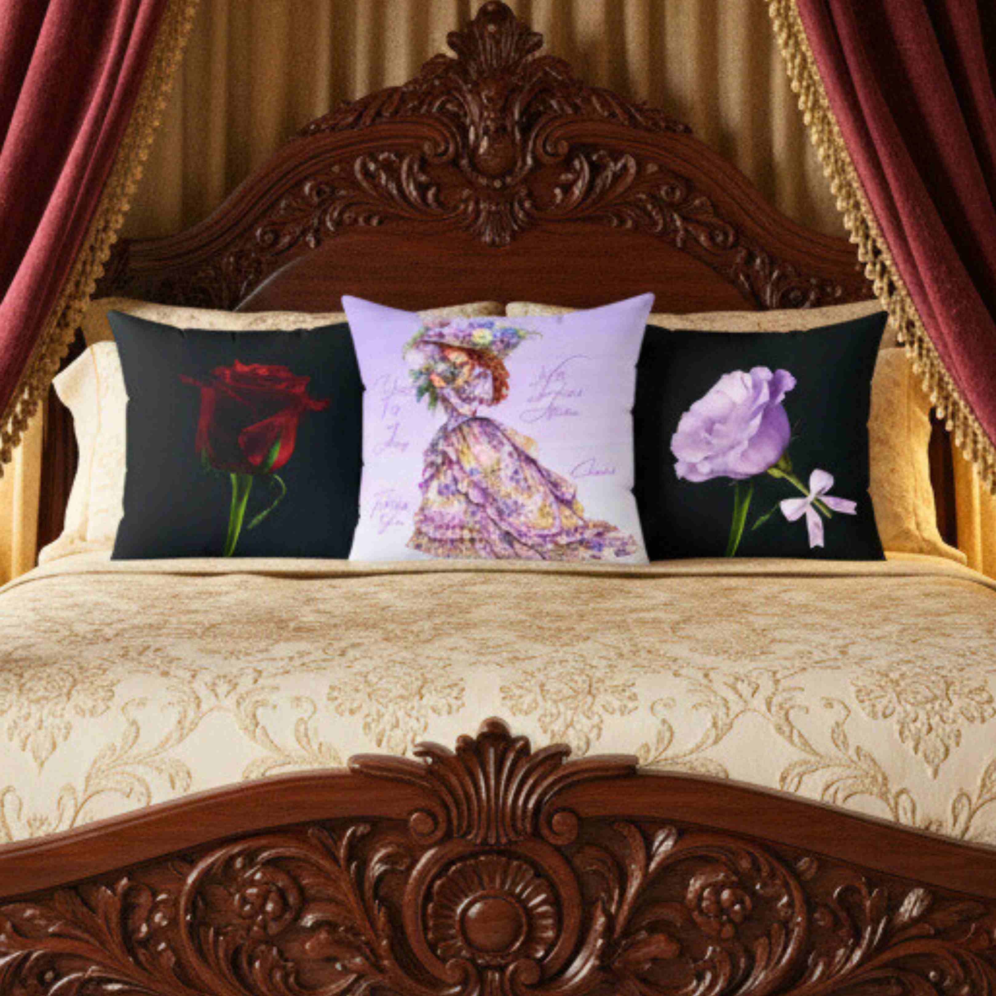 Lavender Lisianthus Pillow Spun Polyester Square Pillow | Floral Throw Cushion product thumbnail image Lavender Lisianthus Pillow Spun Polyester Square Pillow | Floral Throw Cushion product thumbnail image