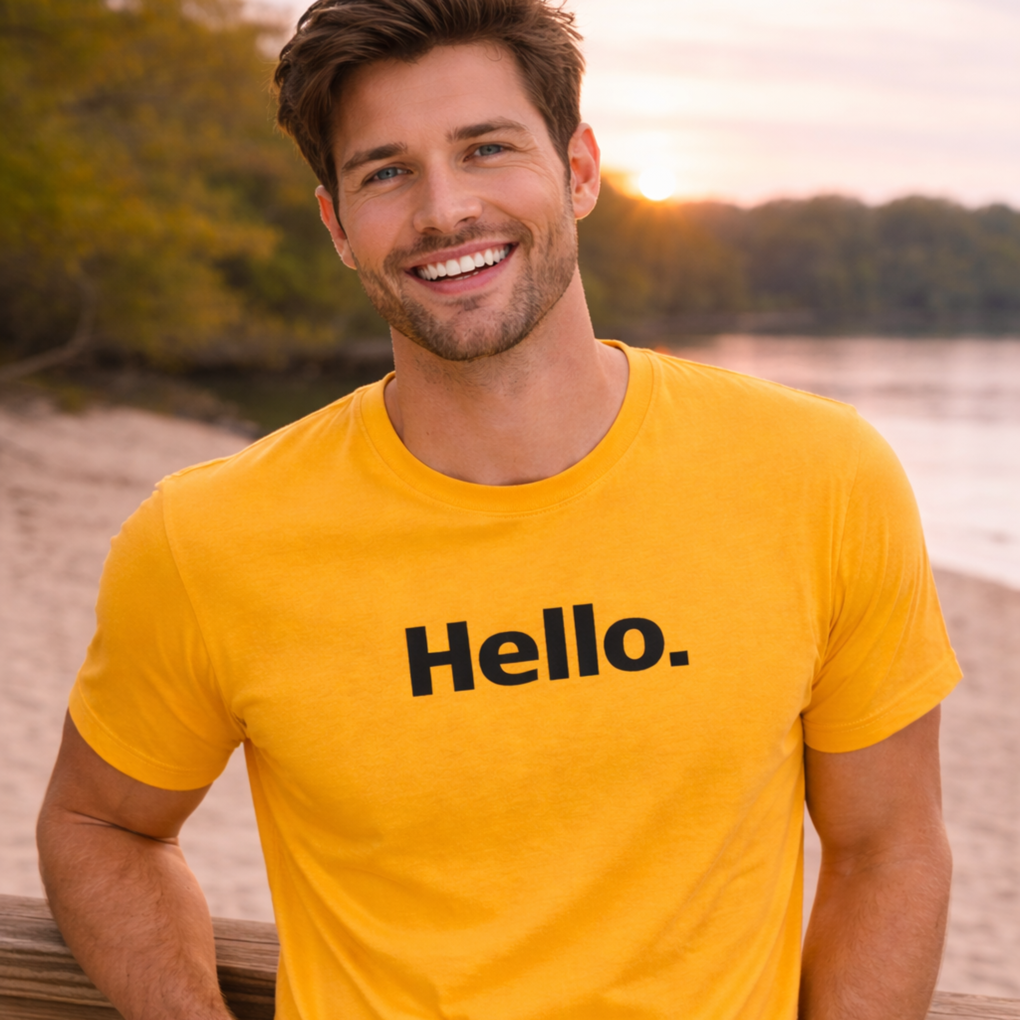 Embroidered Hello Text T-Shirt — Minimalist Casual Graphic Tee