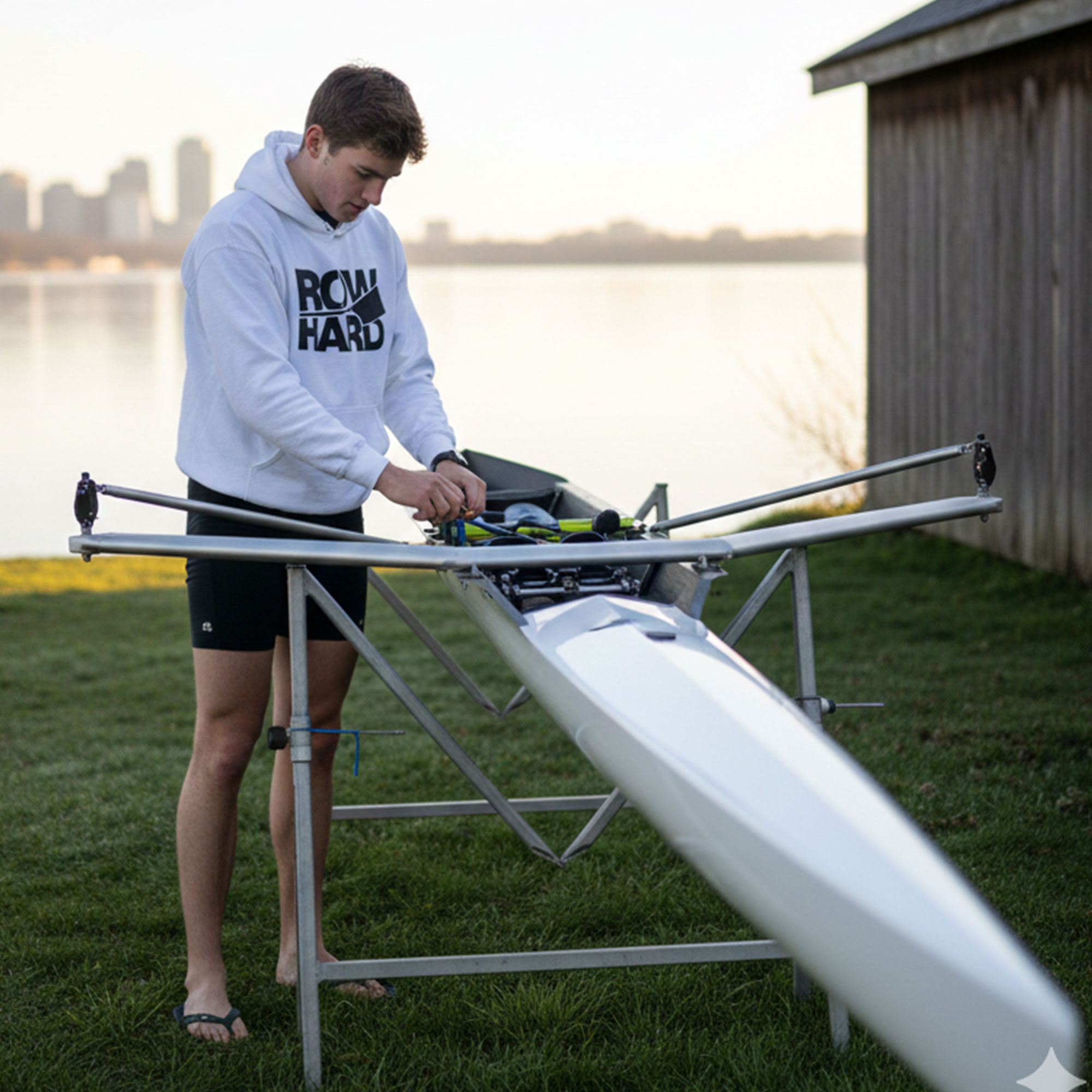 The Boathouse Essential: Rowhard Champion® S700 Eco Hoodie (White) product thumbnail image