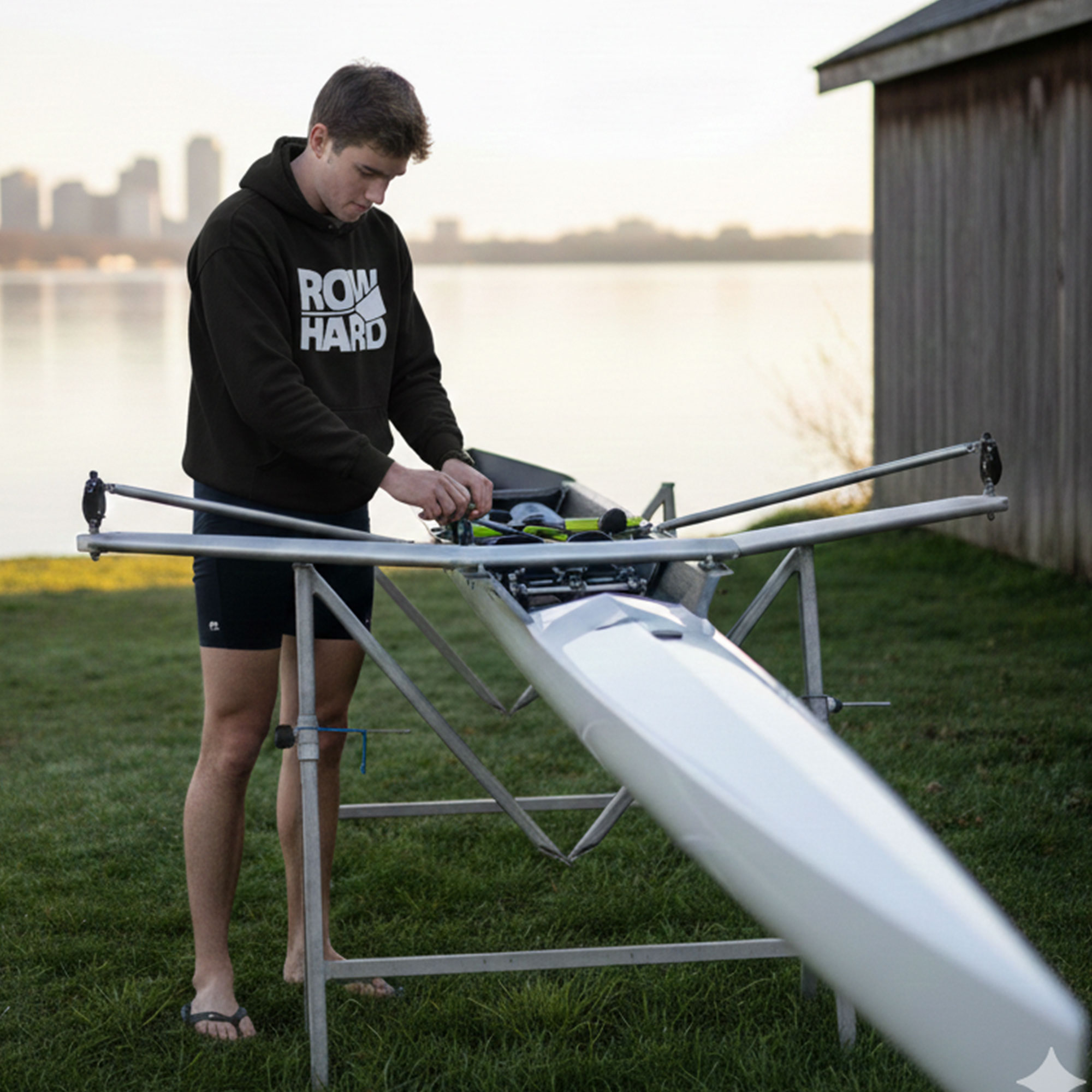 The Boathouse Essential: Rowhard Champion® S700 Eco Hoodie (Black) product thumbnail image