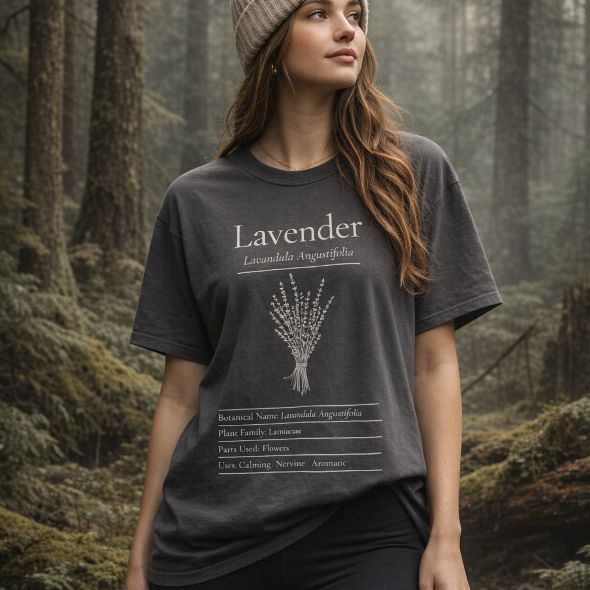 Lavender Botanical T-Shirt — 'Lavender Lavandula Angustifolia' Herb Illustration Tee