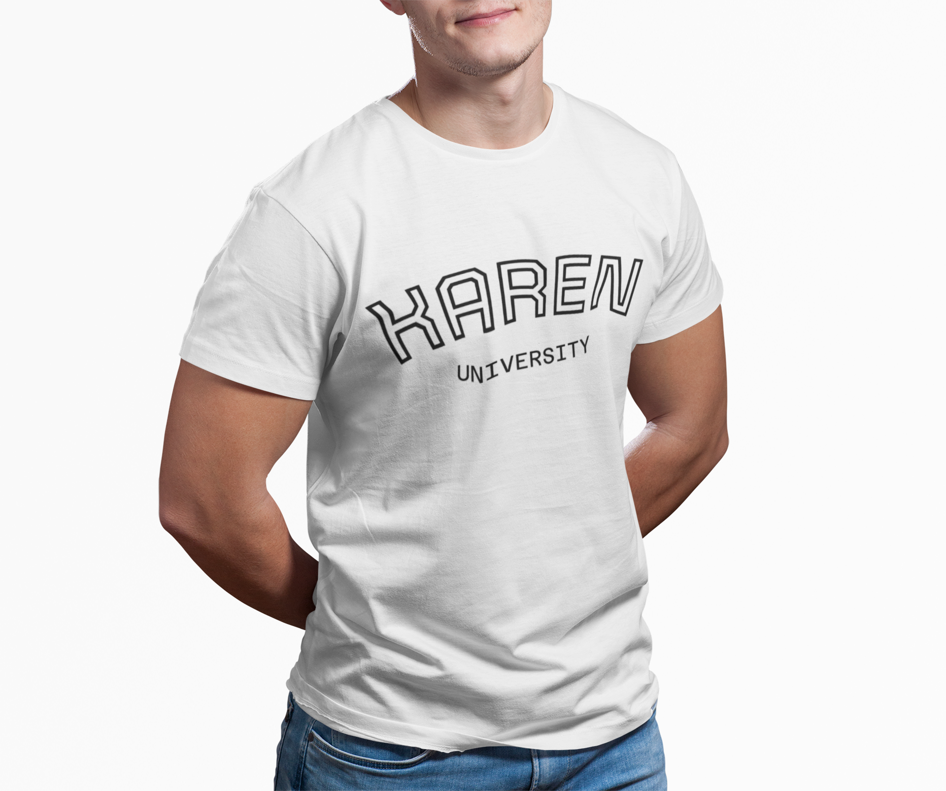 Unisex Karen University Tee | Collegiate Script Shirt, Novelty Name Design product thumbnail image