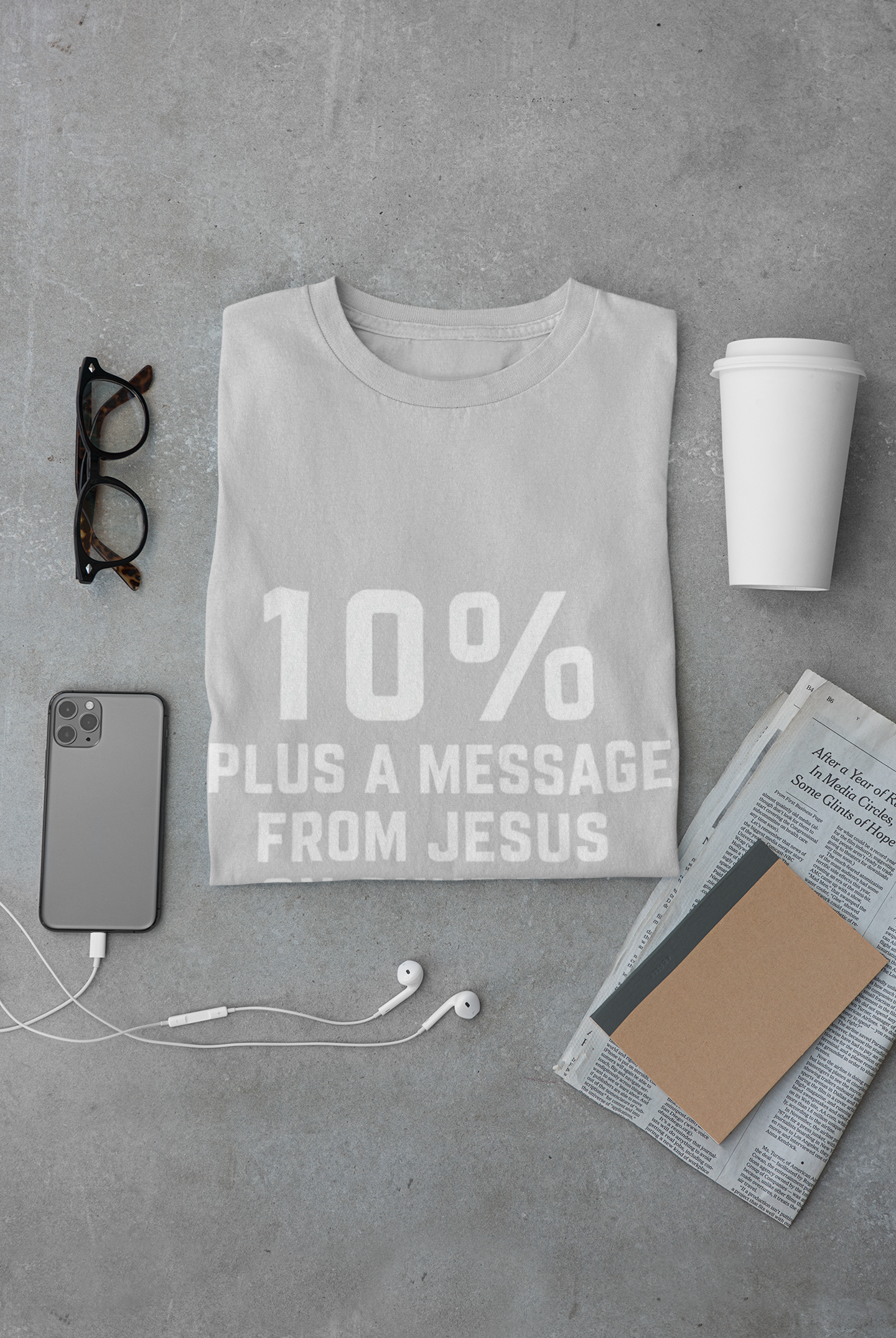 10% Plus a Message From Jesus on Sundays T-Shirt | Religious Christian Humor product thumbnail image