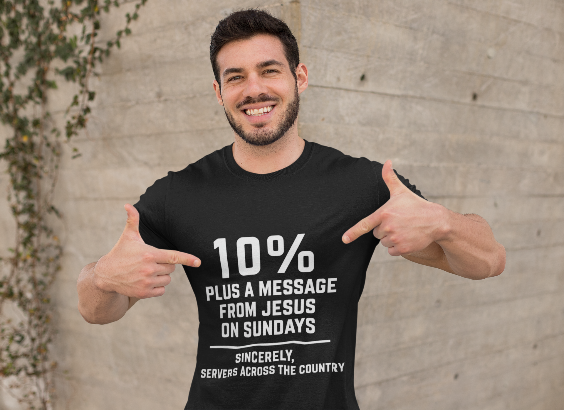 10% Plus a Message From Jesus on Sundays T-Shirt | Religious Christian Humor product thumbnail image
