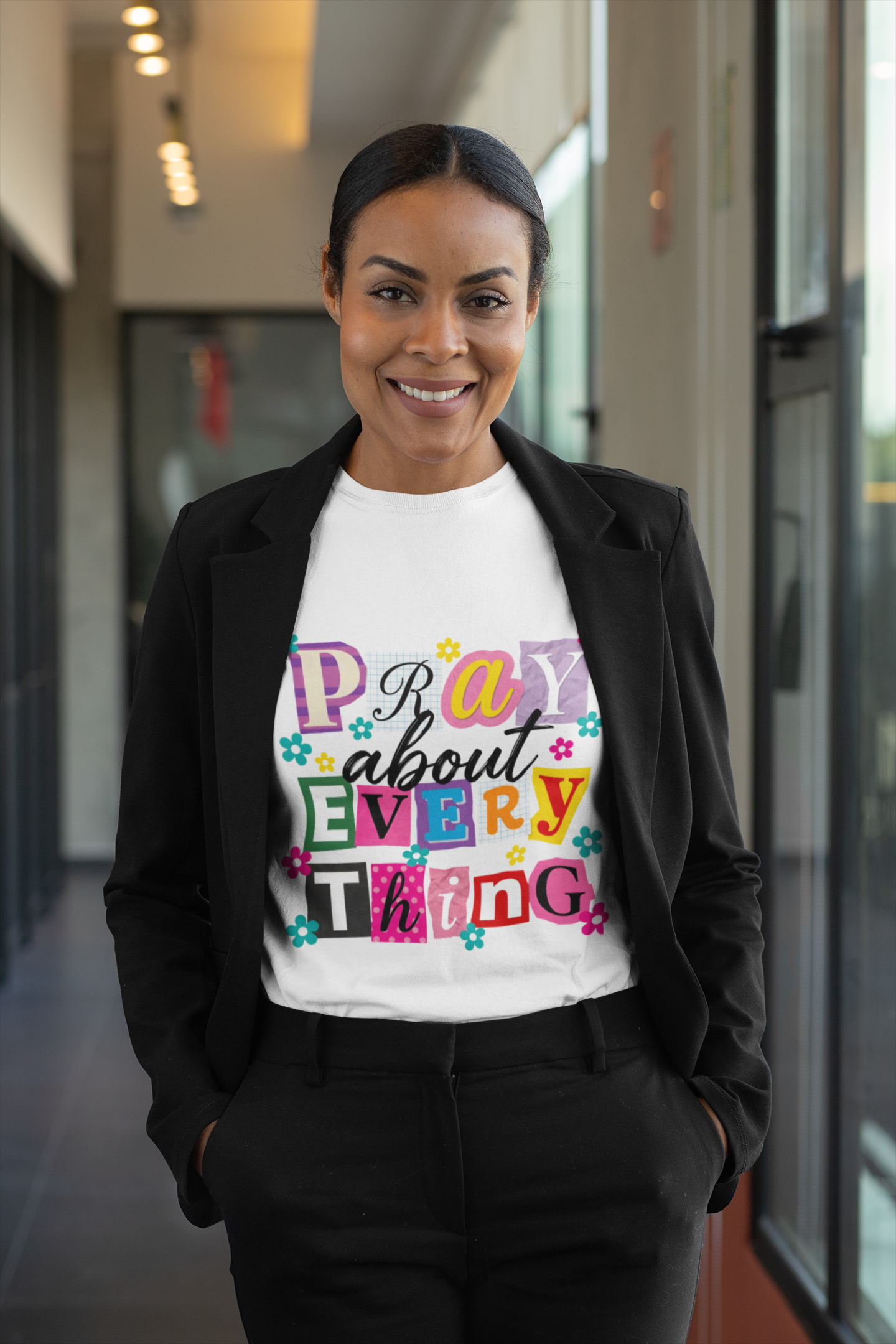 Pray About Everything T-Shirt — Colorful Faith Graphic Tee product thumbnail image Pray About Everything T-Shirt — Colorful Faith Graphic Tee product thumbnail image