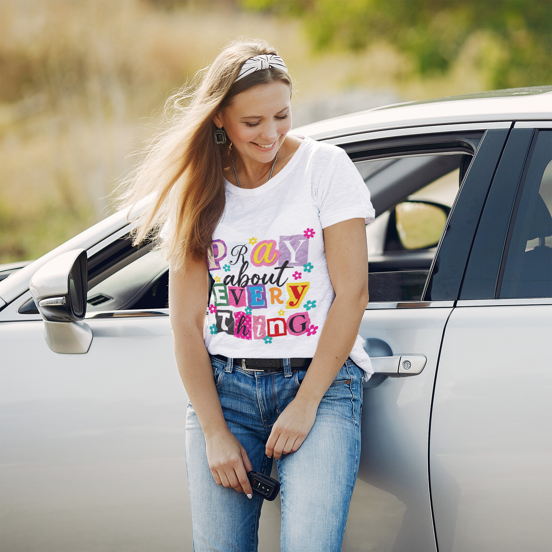 Pray About Everything T-Shirt — Colorful Faith Graphic Tee product thumbnail image Pray About Everything T-Shirt — Colorful Faith Graphic Tee product thumbnail image