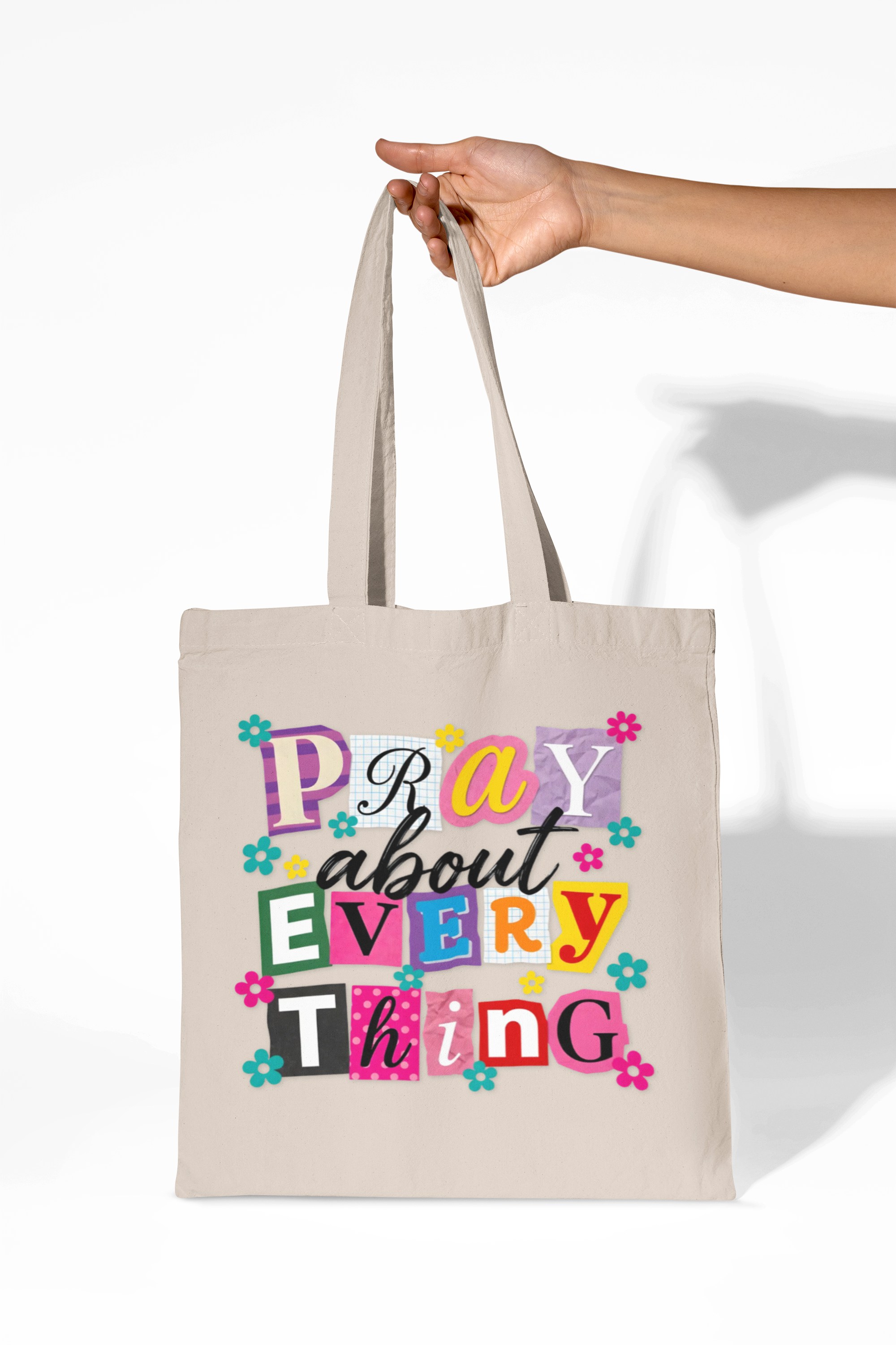 Pray About Everything Canvas Tote | Inspirational Faith- Based Christian Tote product thumbnail image
