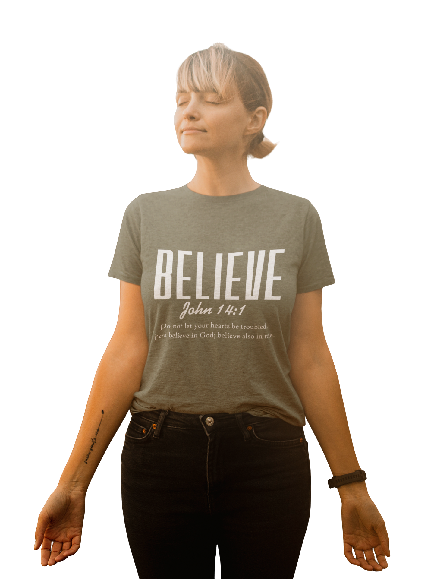 Believe John 14:1 Faith T-Shirt — Inspirational Christian Tee product thumbnail image