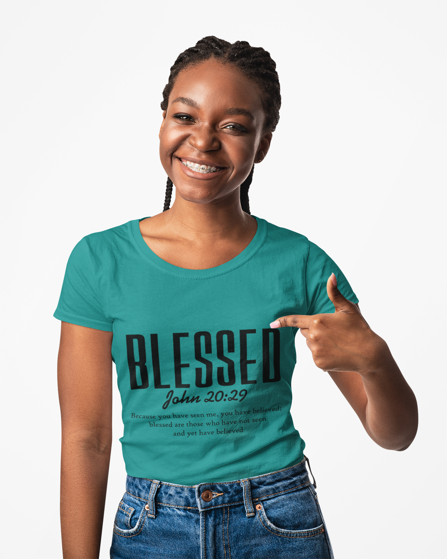 Blessed John 20:29 T‑Shirt — Christian Faith Scripture Tee product thumbnail image Blessed John 20:29 T‑Shirt — Christian Faith Scripture Tee product thumbnail image