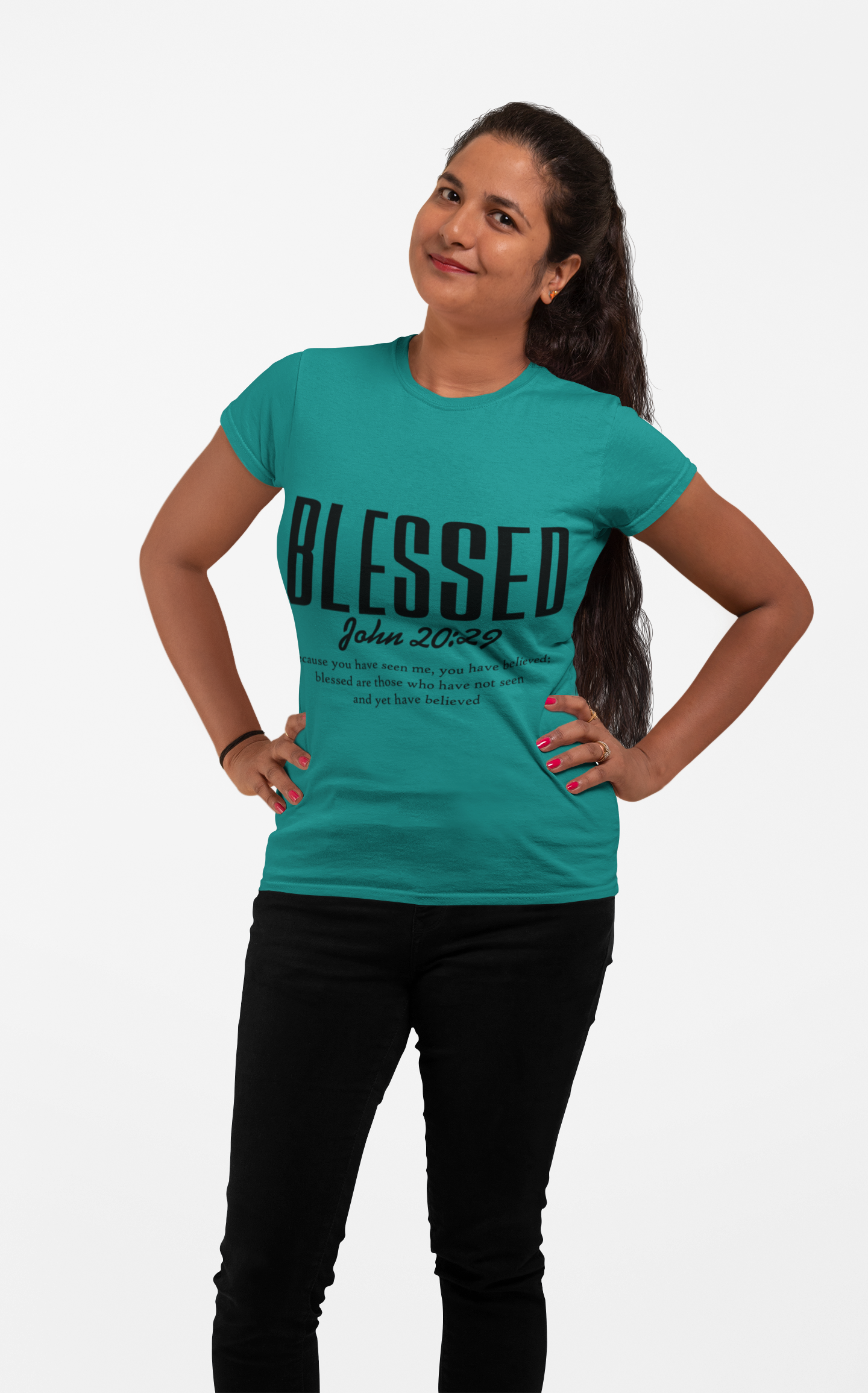 Blessed John 20:29 T‑Shirt — Christian Faith Scripture Tee product thumbnail image
