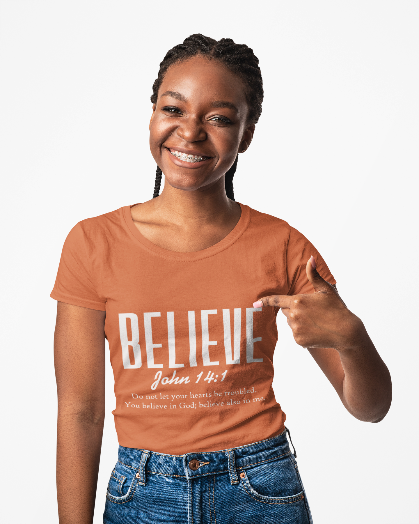 Believe John 14:1 Faith T-Shirt — Inspirational Christian Tee product thumbnail image