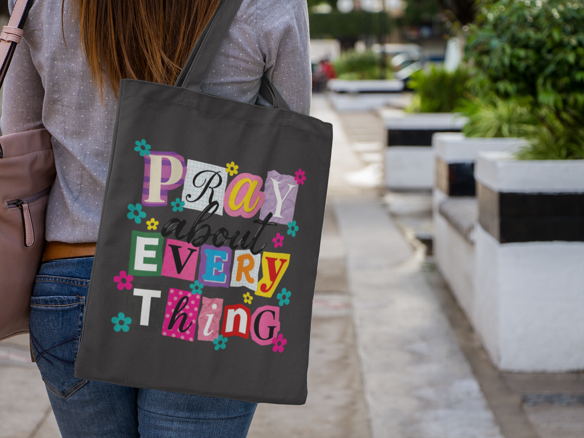 Pray About Everything Canvas Tote | Inspirational Faith- Based Christian Tote product thumbnail image Pray About Everything Canvas Tote | Inspirational Faith- Based Christian Tote product thumbnail image