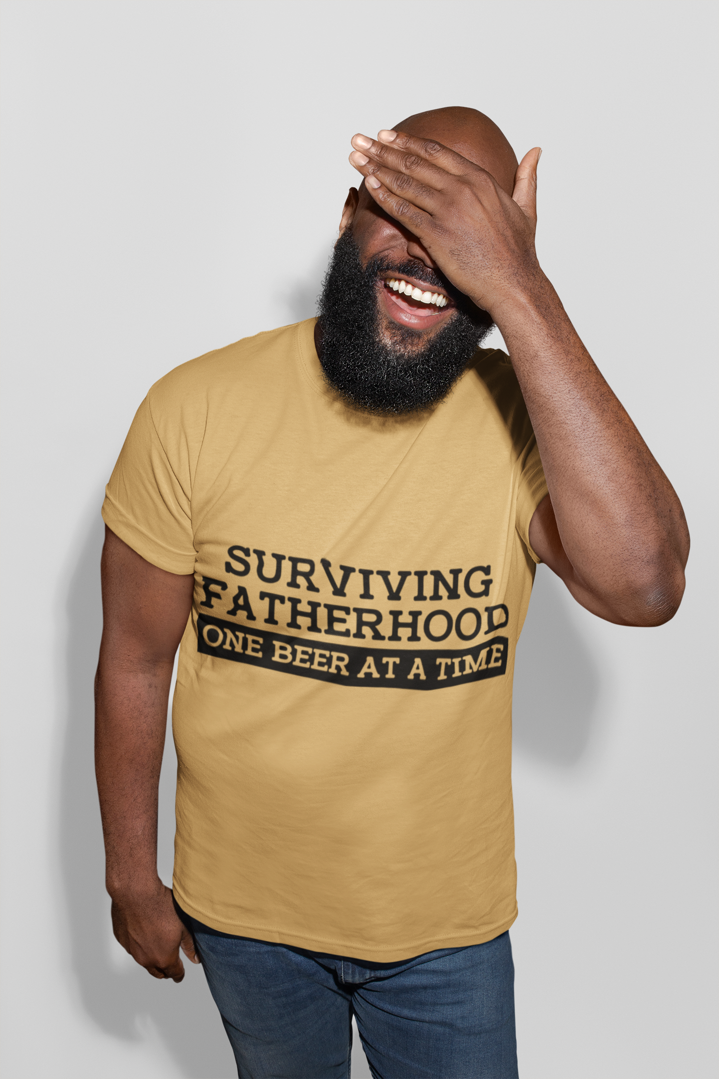 "Surviving Fatherhood: One Beer at a Time" Funny Dad Tee product thumbnail image "Surviving Fatherhood: One Beer at a Time" Funny Dad Tee product thumbnail image