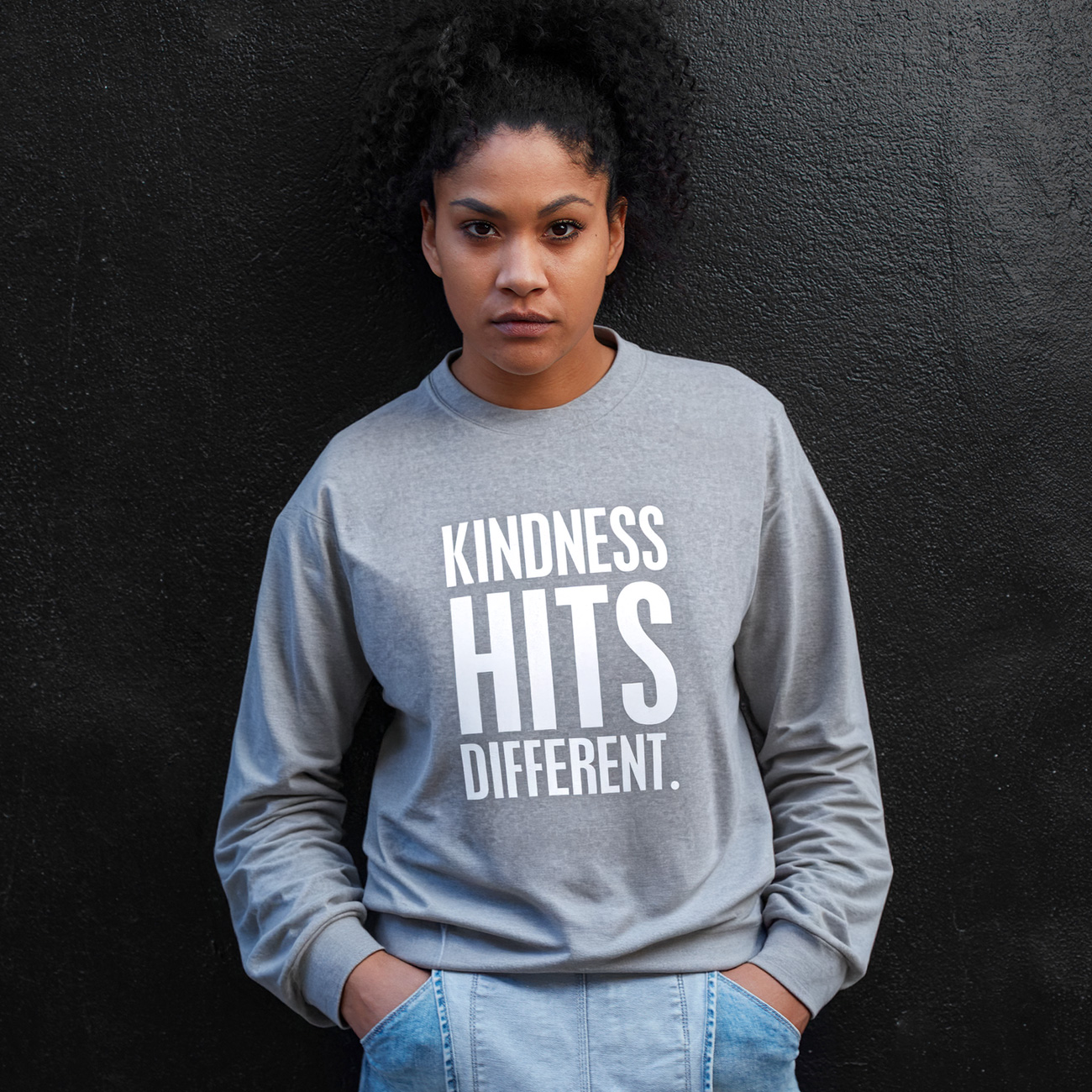 Kindness Hits Different Crewneck Sweatshirt product thumbnail image