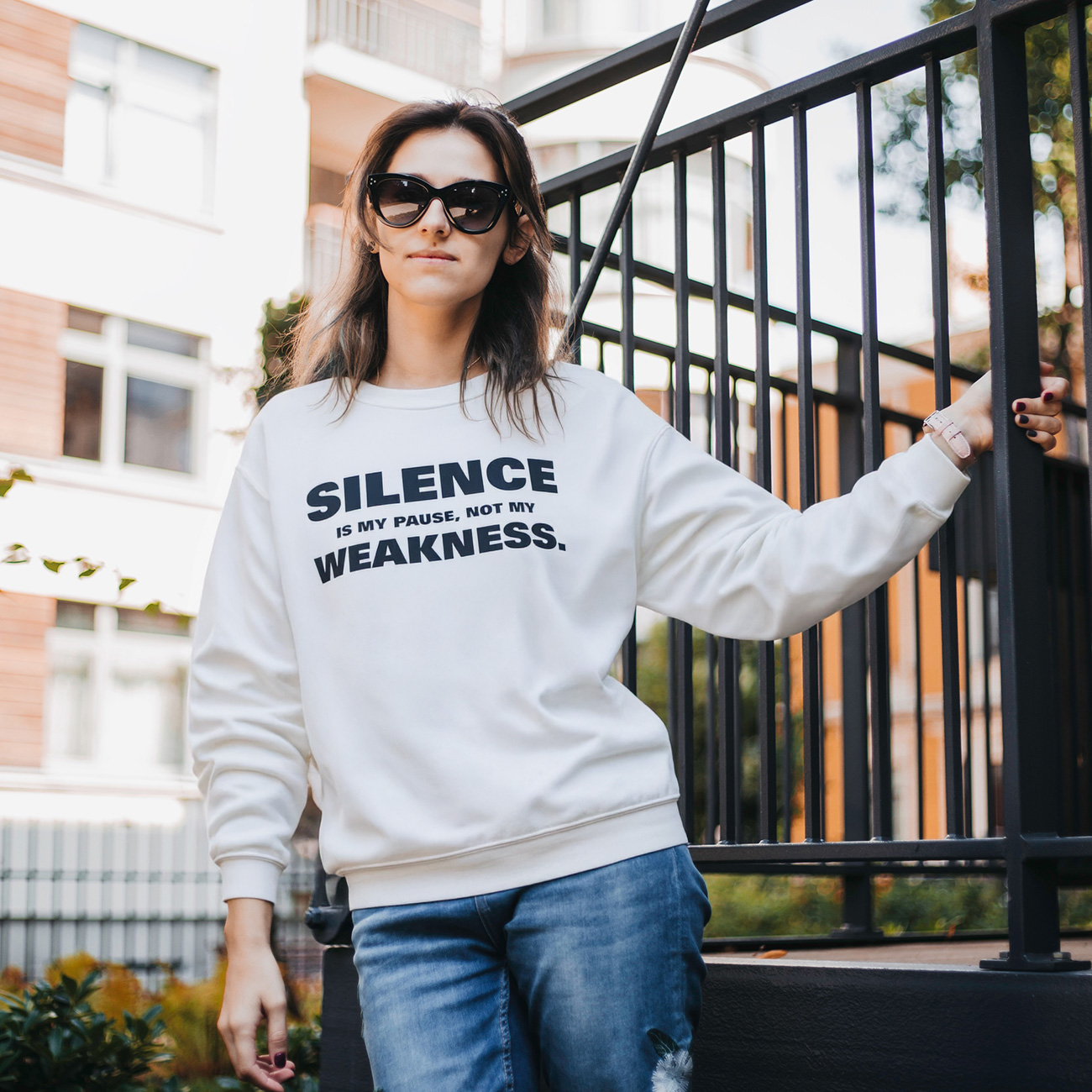 Silence Is My Pause Crewneck Sweatshirt product thumbnail image Silence Is My Pause Crewneck Sweatshirt product thumbnail image