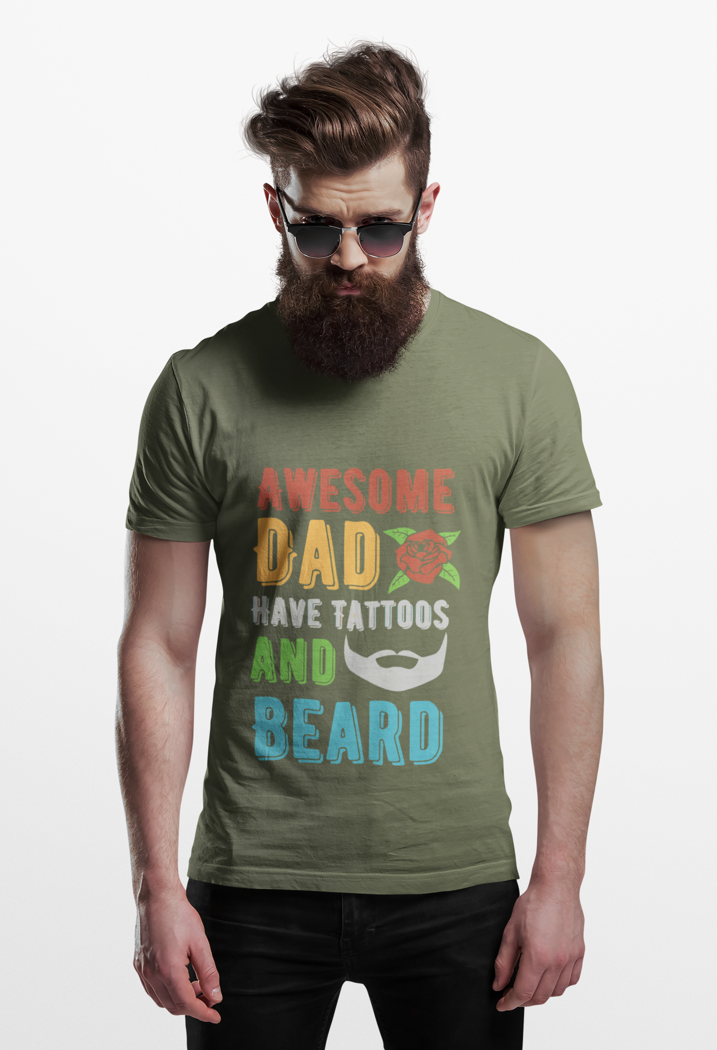 Dad T-Shirt "Awesome Dad Have Tattoos And Beard" – Funny Father's Day Tee for Tattooed, Bearded Dads