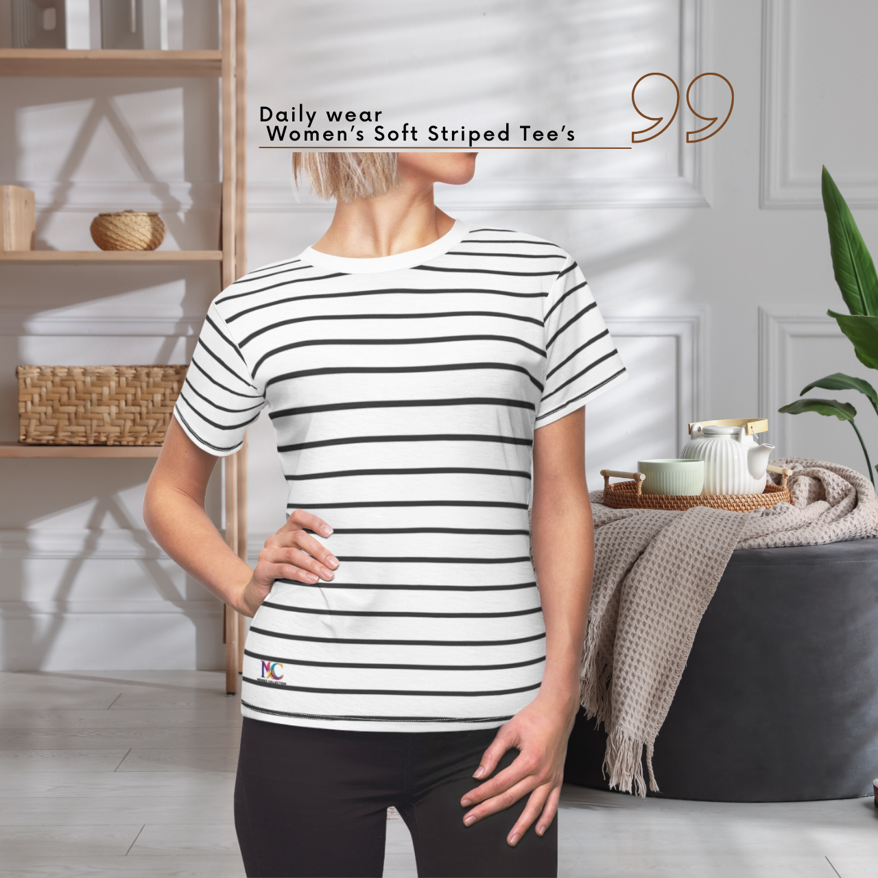Women’s Striped Cut & Sew Tee — Classic Breton-Style Slim Fit product thumbnail image Women’s Striped Cut & Sew Tee — Classic Breton-Style Slim Fit product thumbnail image