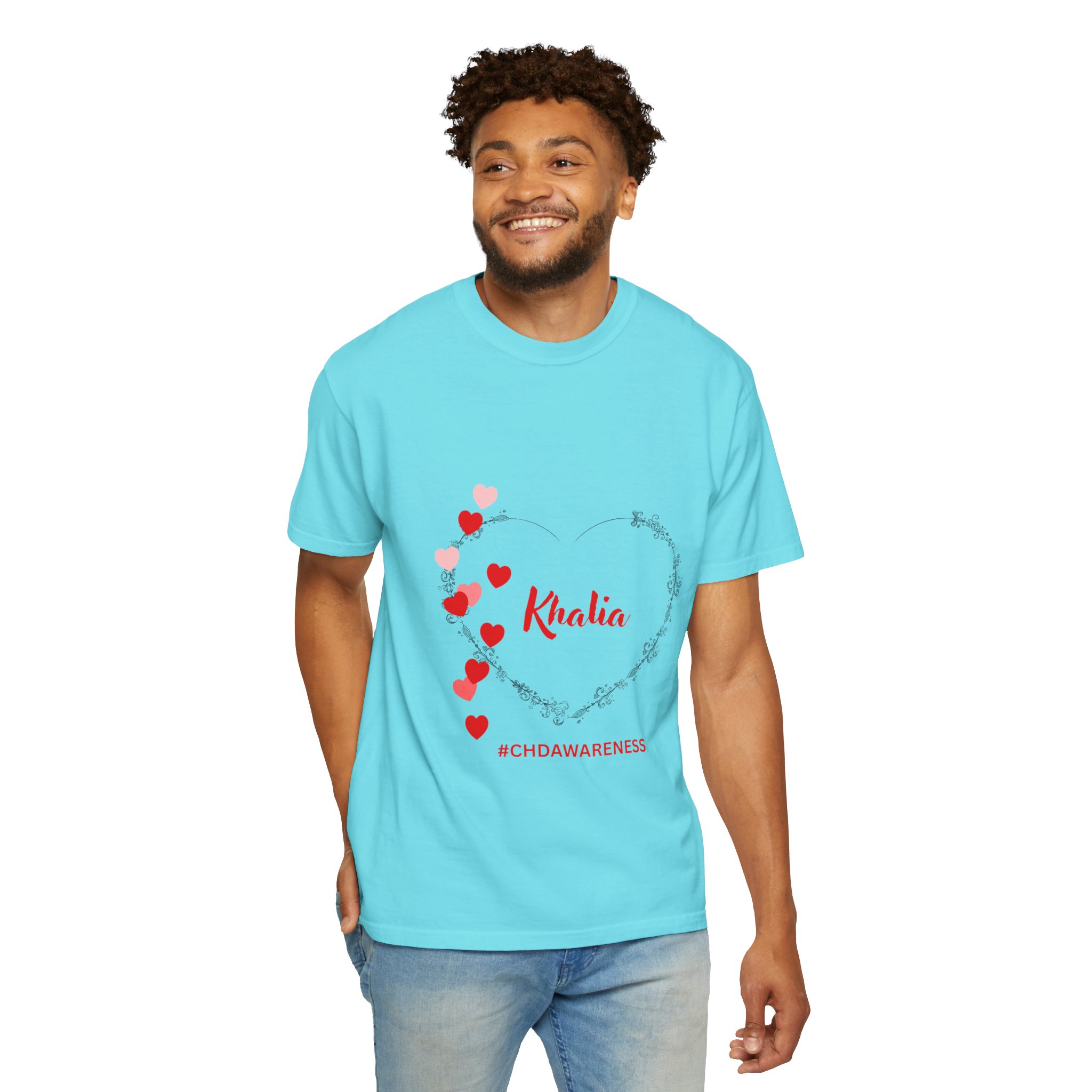 CHD Awareness Heart T-Shirt Red & Pink — "Khalia" Personalized Congenital Heart Defect Support Tee product thumbnail image CHD Awareness Heart T-Shirt Red & Pink — "Khalia" Personalized Congenital Heart Defect Support Tee product thumbnail image