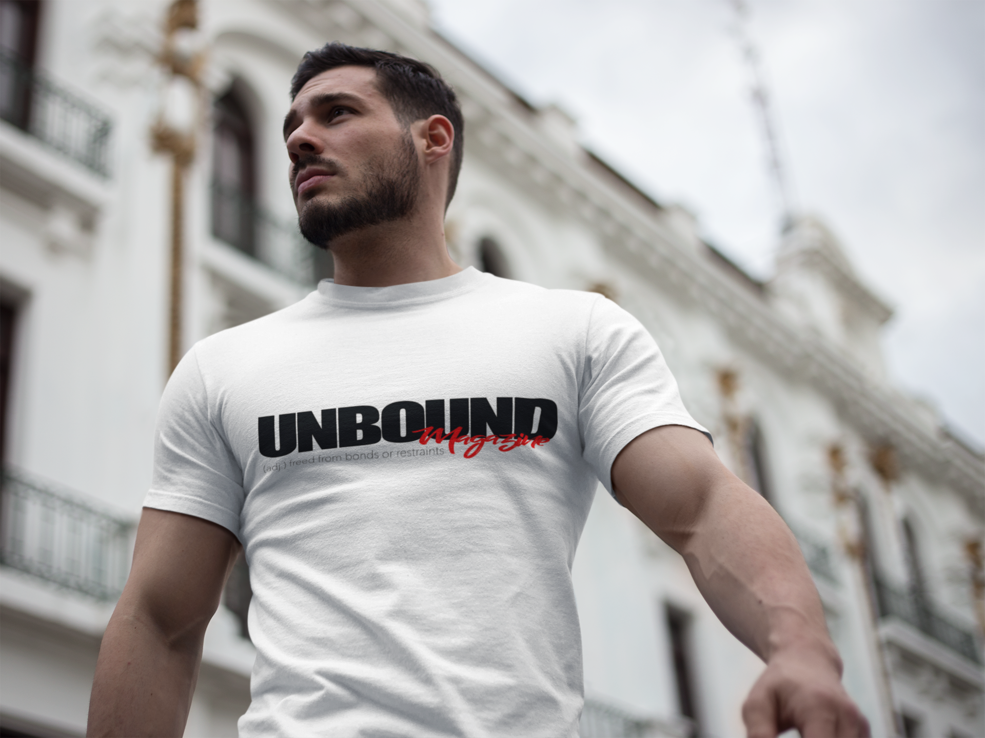 UNBOUND Magazine T-Shirt (White) — Bold Logo Graphic Tee for Contributers &amp; Creators product thumbnail image