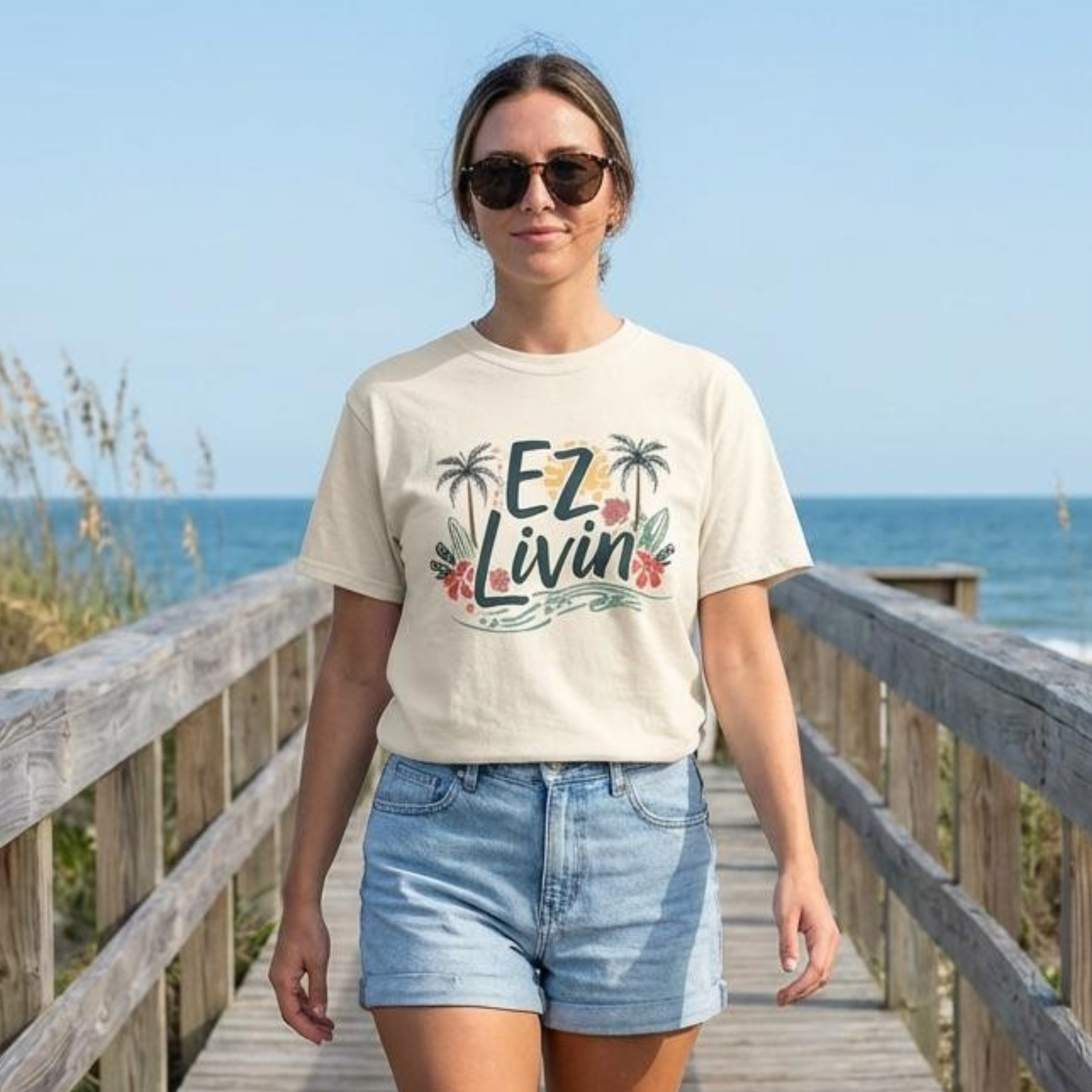 EZ Livin T-Shirt — Tropical Palm Beach Vacation Tee product thumbnail image EZ Livin T-Shirt — Tropical Palm Beach Vacation Tee product thumbnail image