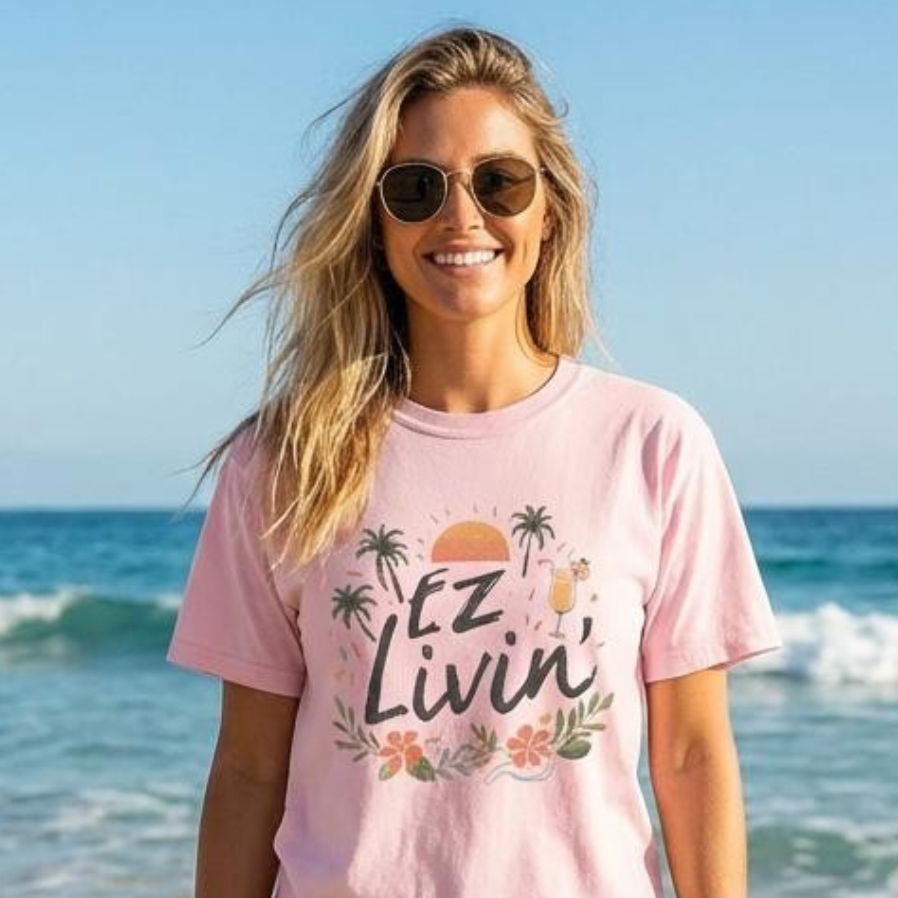 EZ Livin’ Sunset Tee – Laid-Back Beach Vibes product thumbnail image